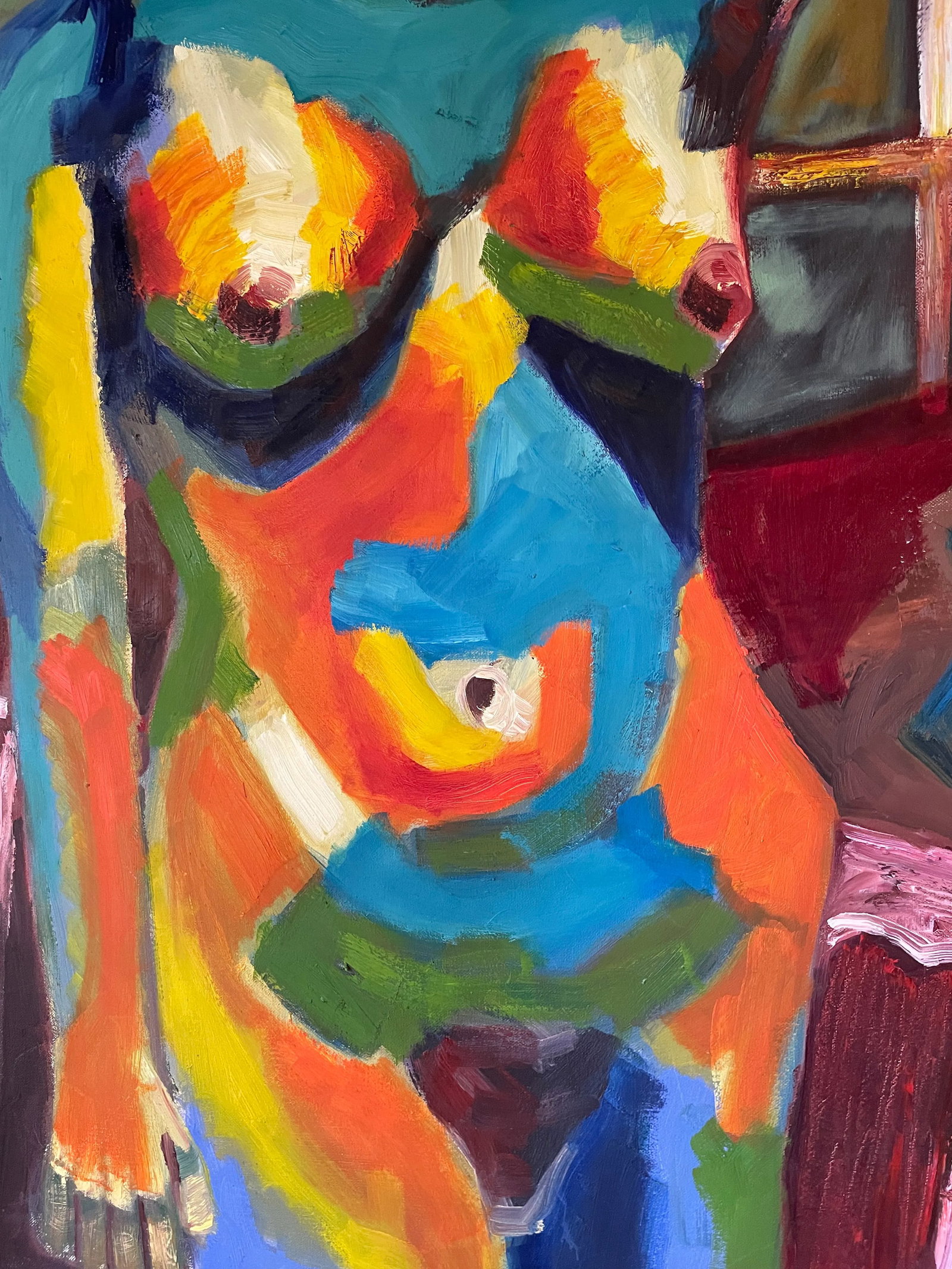 Late 20th Century Fauvist Palette Portrait of Woman Oil Painting, Framed - 4
