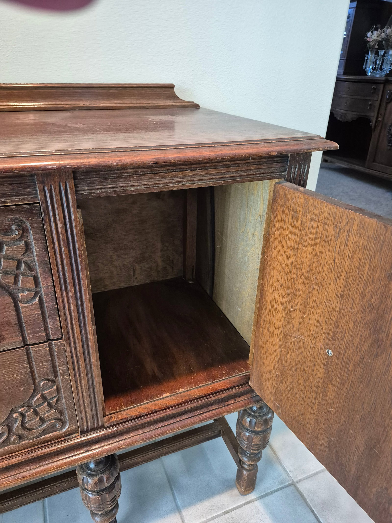 1920s Oak Jacobean Revival Buffet Sideboard - 6
