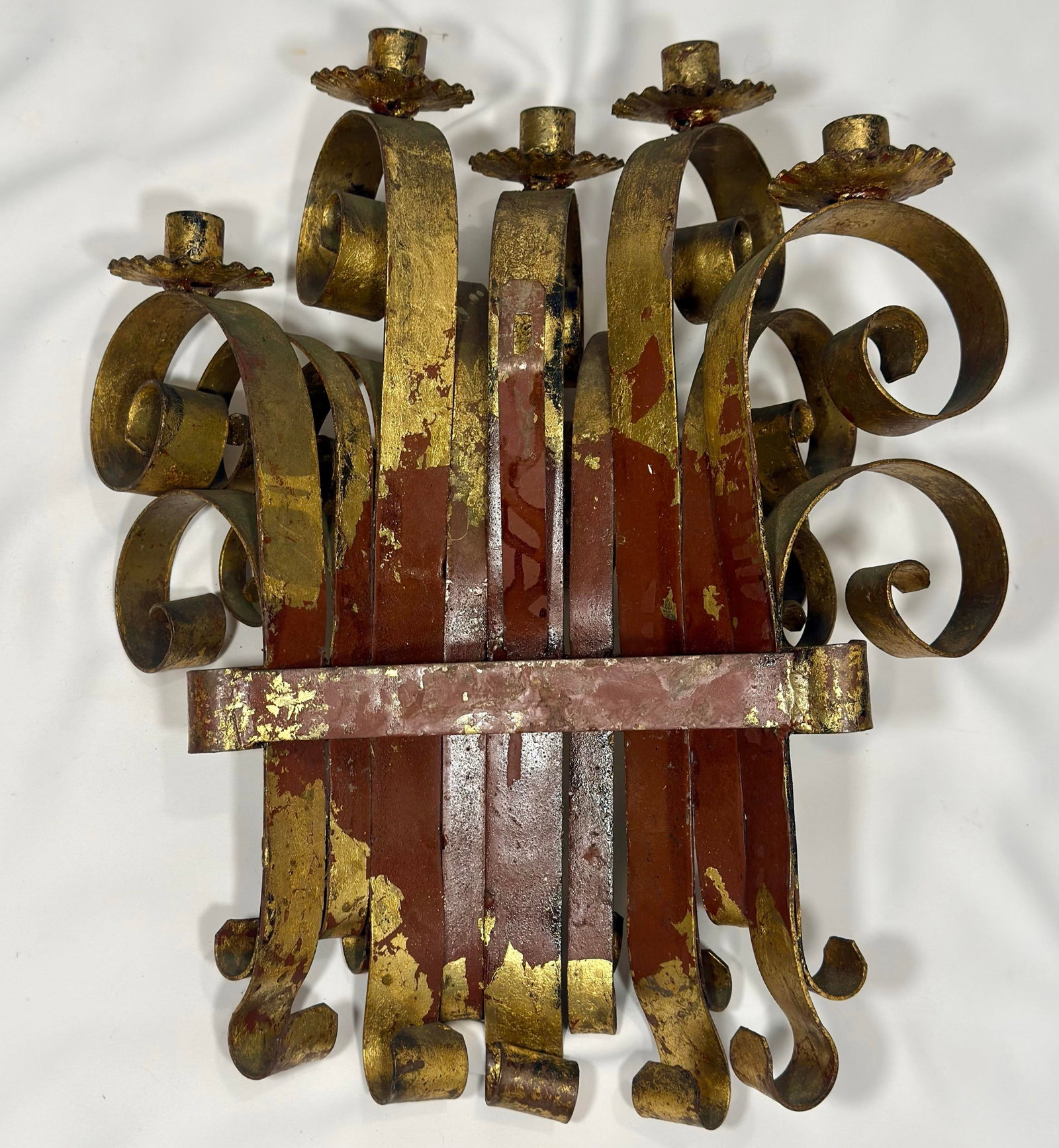 1960s Hollywood Regency Hans Kogl Style Italian Gilt Candle Wall Sconce - 10