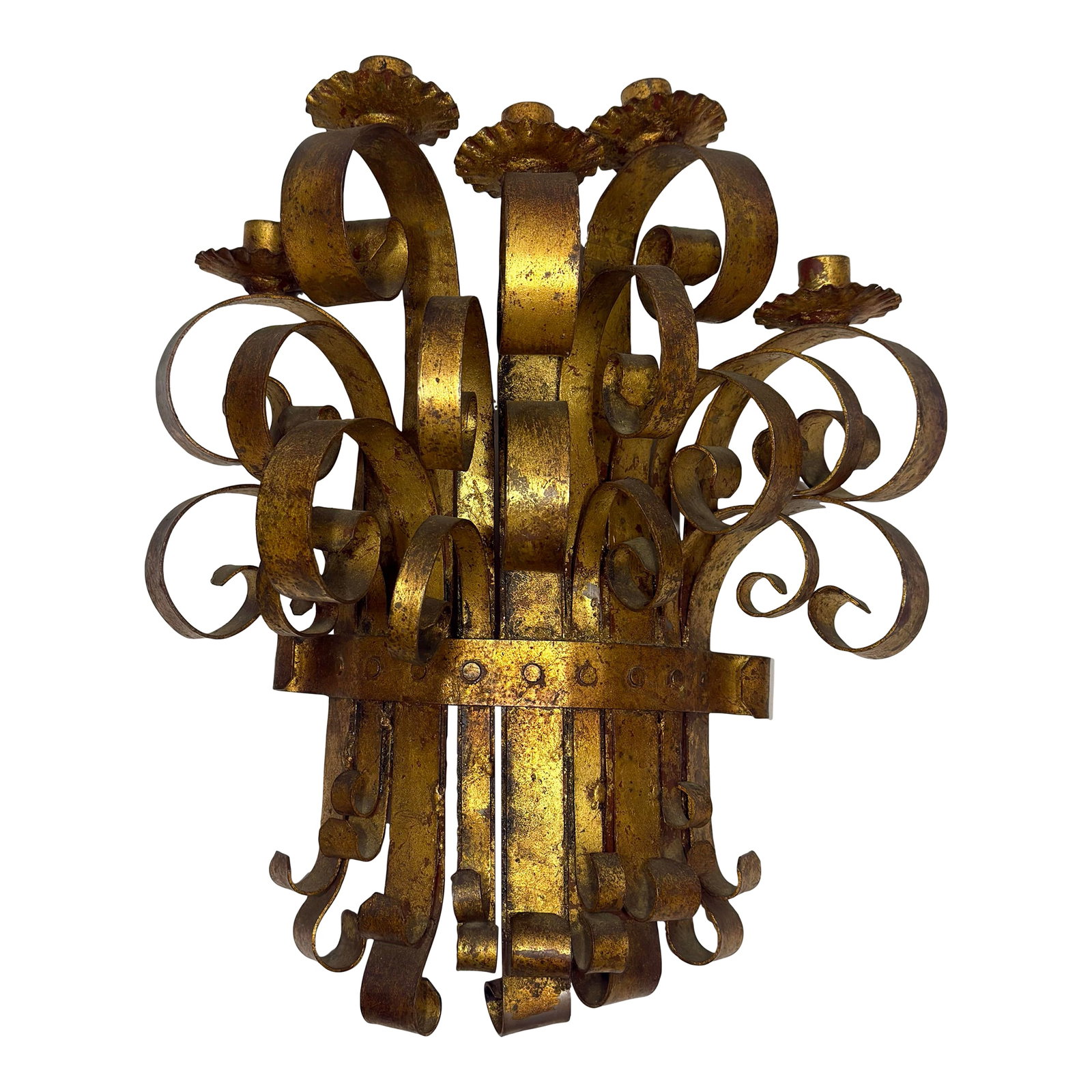 1960s Hollywood Regency Hans Kogl Style Italian Gilt Candle Wall Sconce (1 of 12)