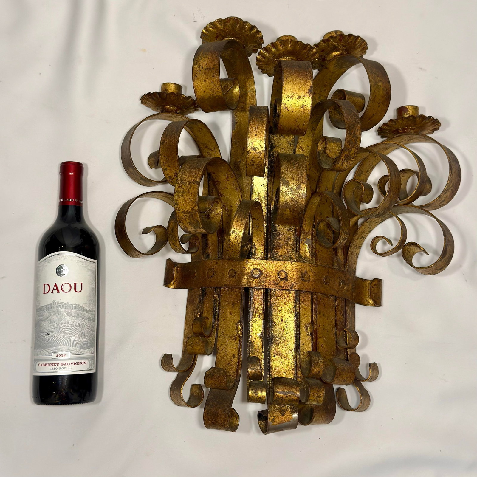 1960s Hollywood Regency Hans Kogl Style Italian Gilt Candle Wall Sconce - 2