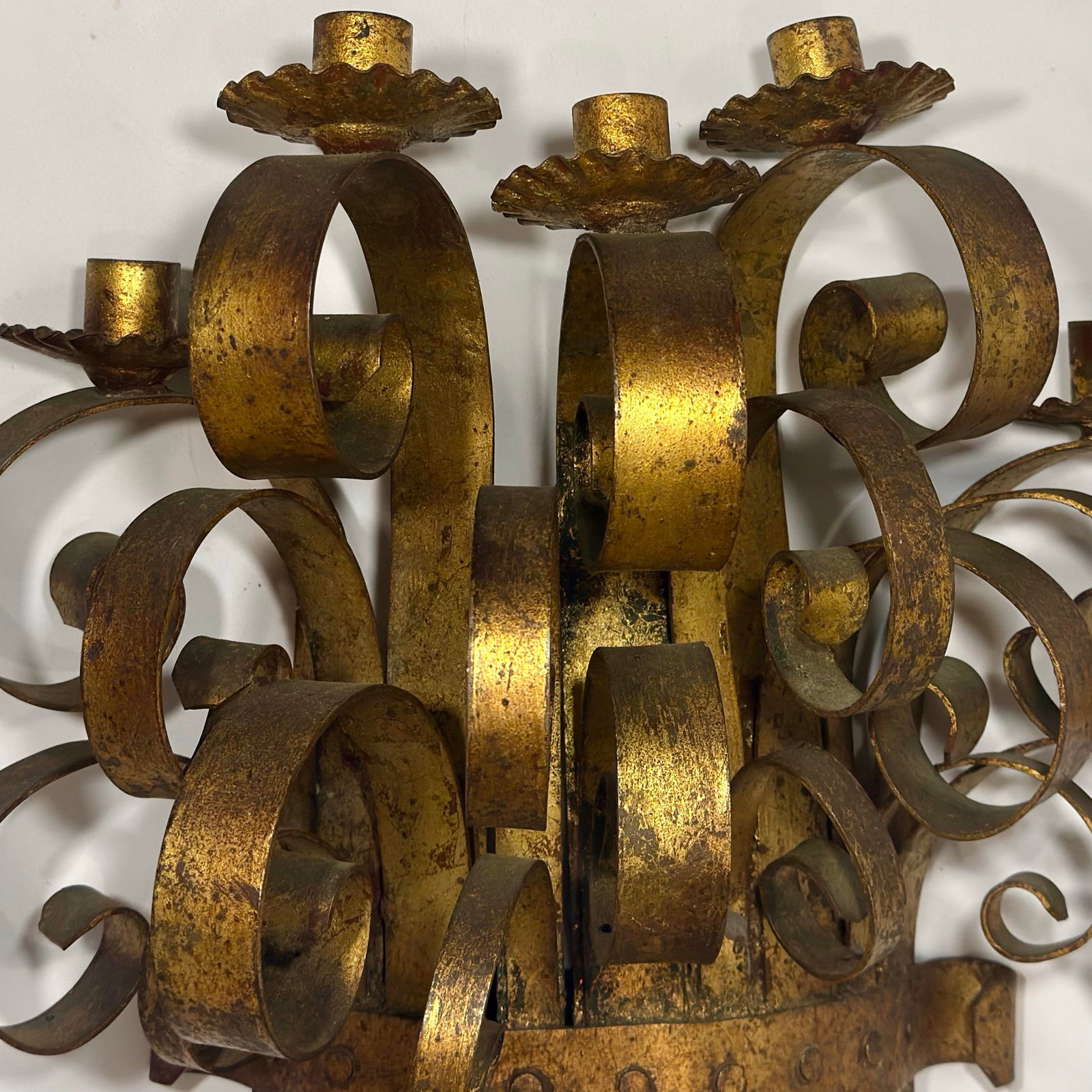 1960s Hollywood Regency Hans Kogl Style Italian Gilt Candle Wall Sconce - 3