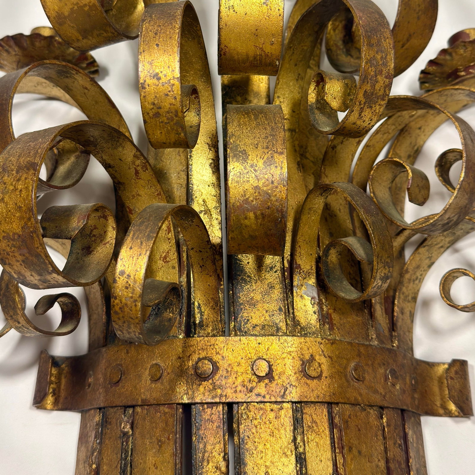 1960s Hollywood Regency Hans Kogl Style Italian Gilt Candle Wall Sconce - 4