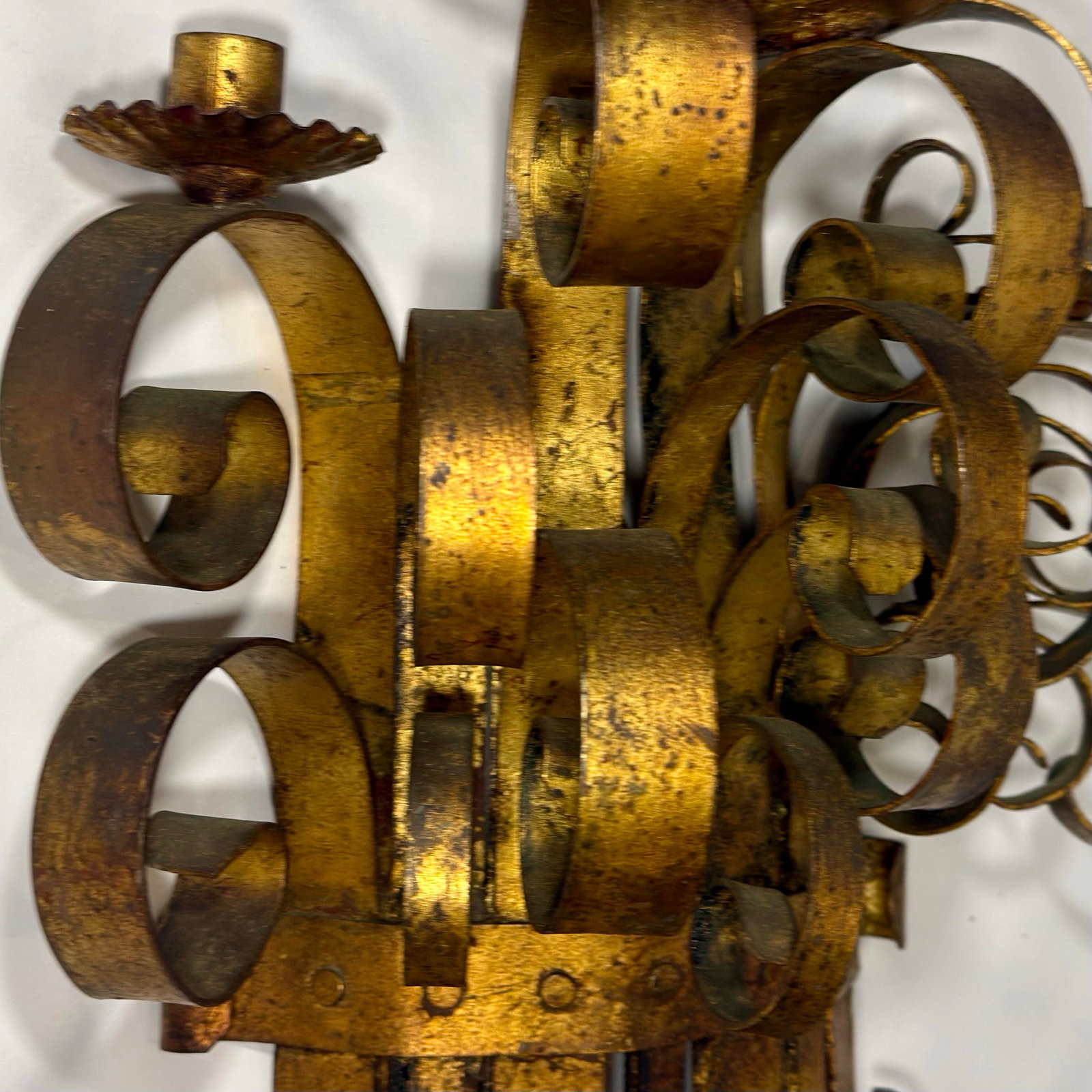 1960s Hollywood Regency Hans Kogl Style Italian Gilt Candle Wall Sconce - 6