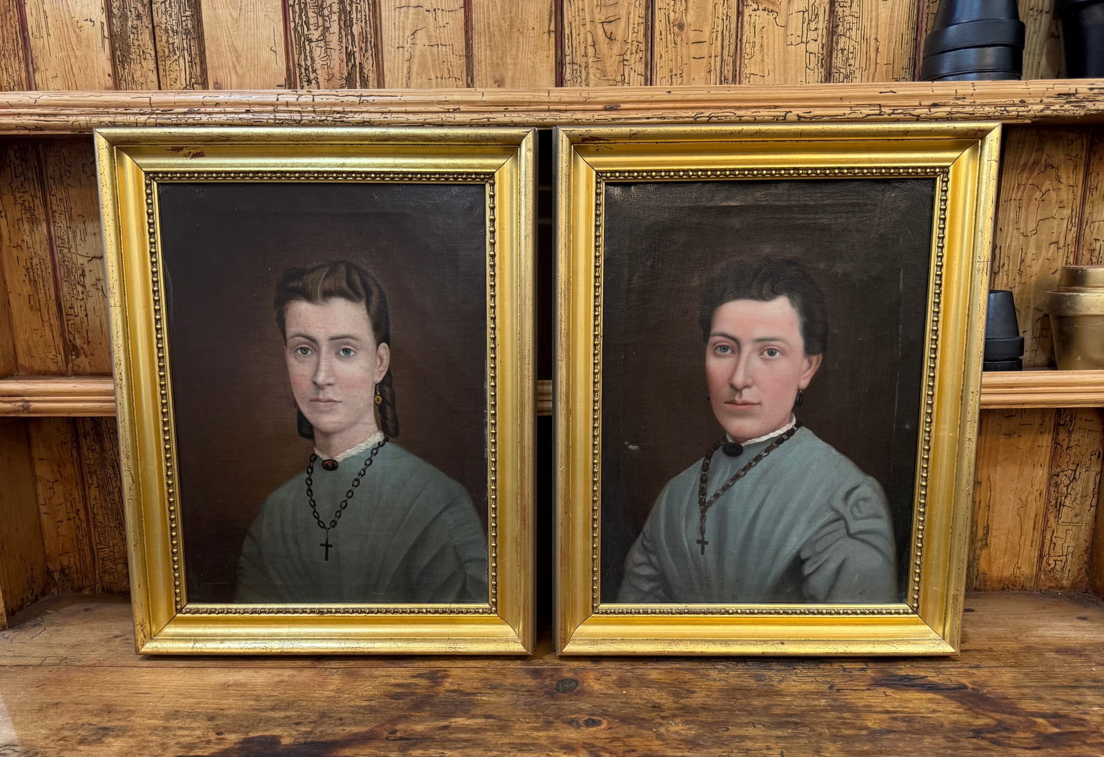 Pair of European Portrait Paintings, Mother & Daughter, Late 19th Century - 2