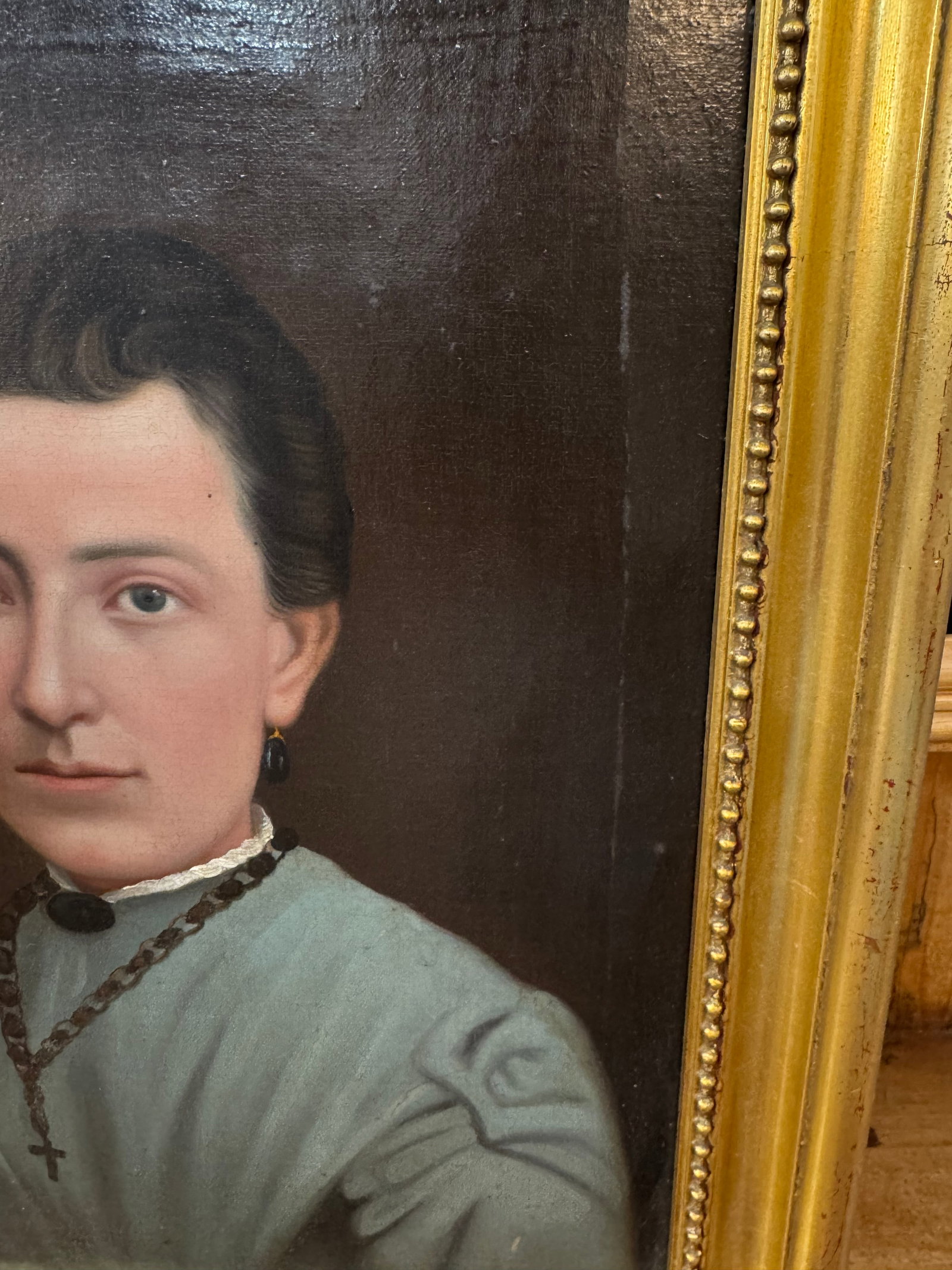 Pair of European Portrait Paintings, Mother & Daughter, Late 19th Century - 9