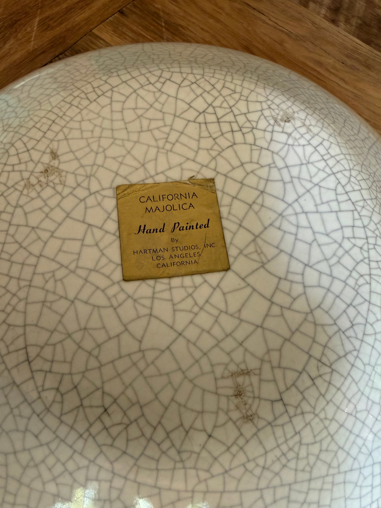 1950s Majolica Large Serving Bowl Hartman Studios of Los Angeles, California Magnolia - 2