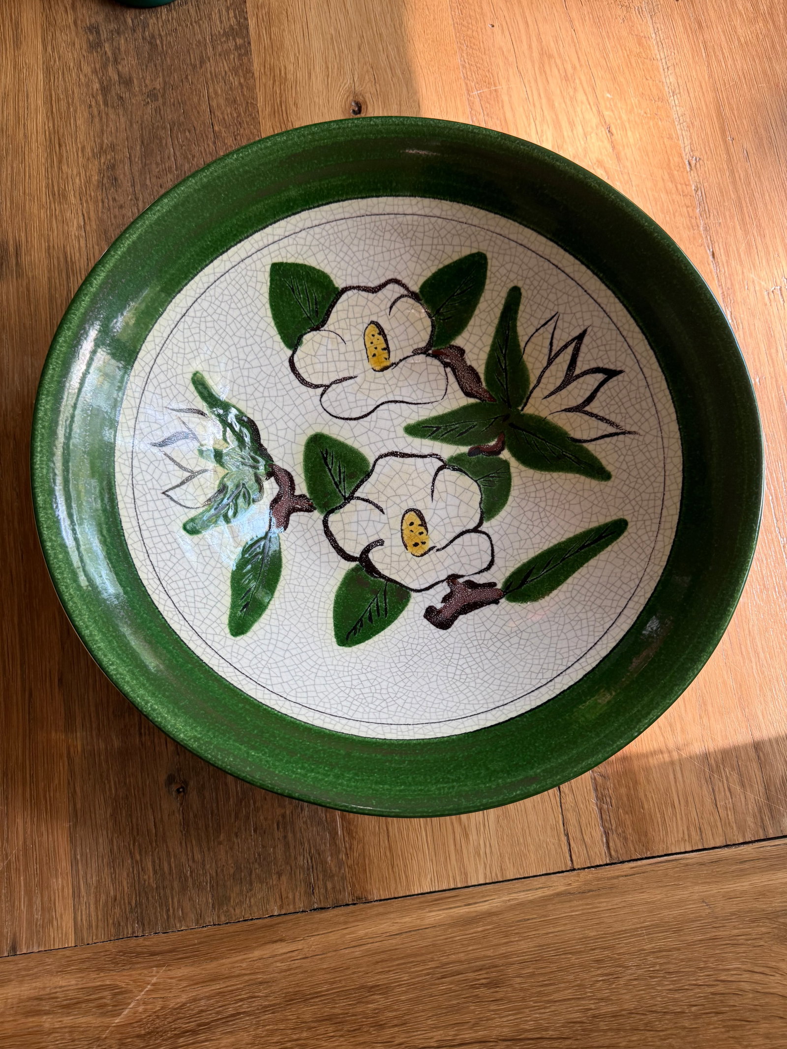 1950s Majolica Large Serving Bowl Hartman Studios of Los Angeles, California Magnolia - 8