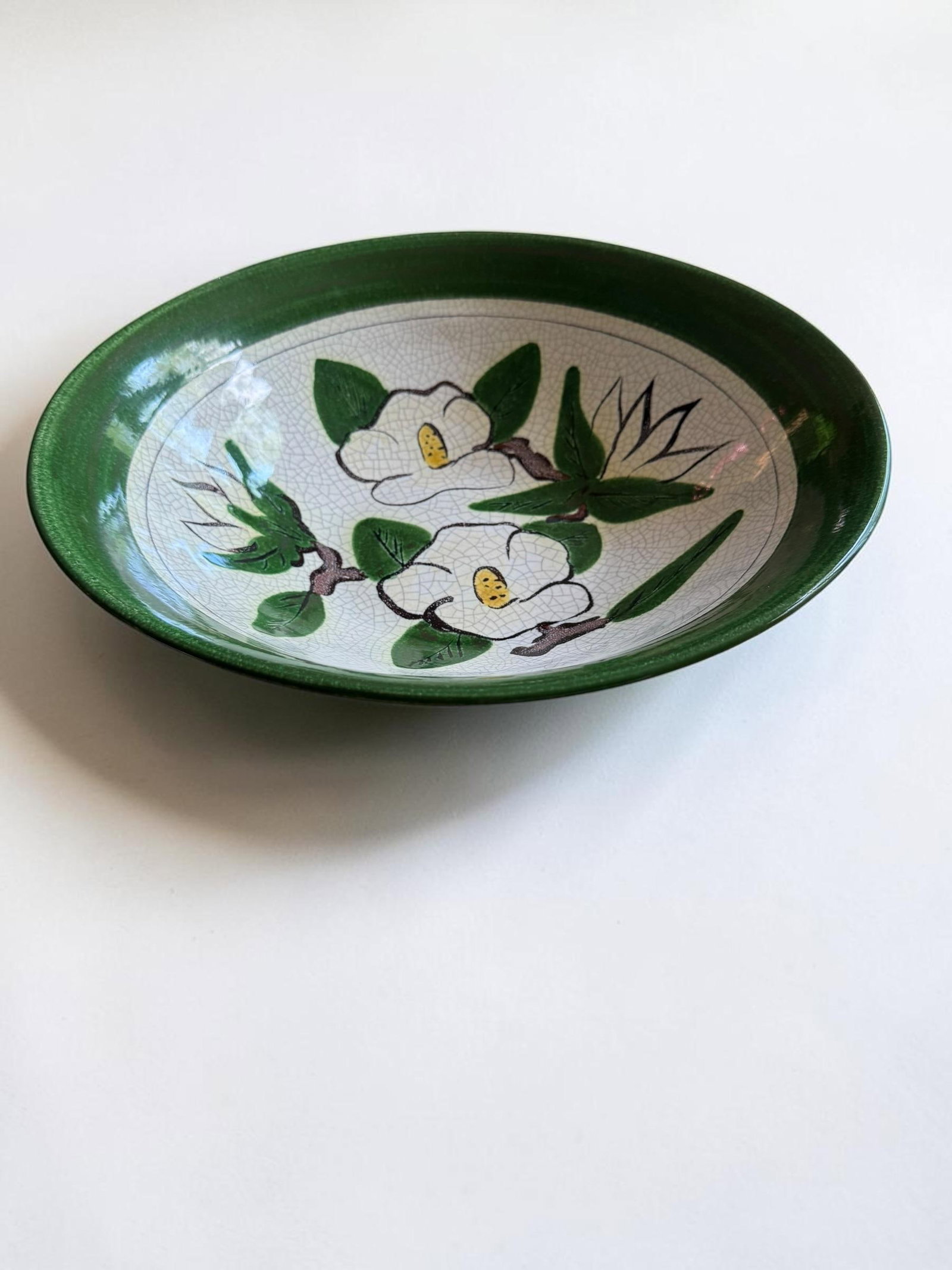 1950s Majolica Large Serving Bowl Hartman Studios of Los Angeles, California Magnolia - 9