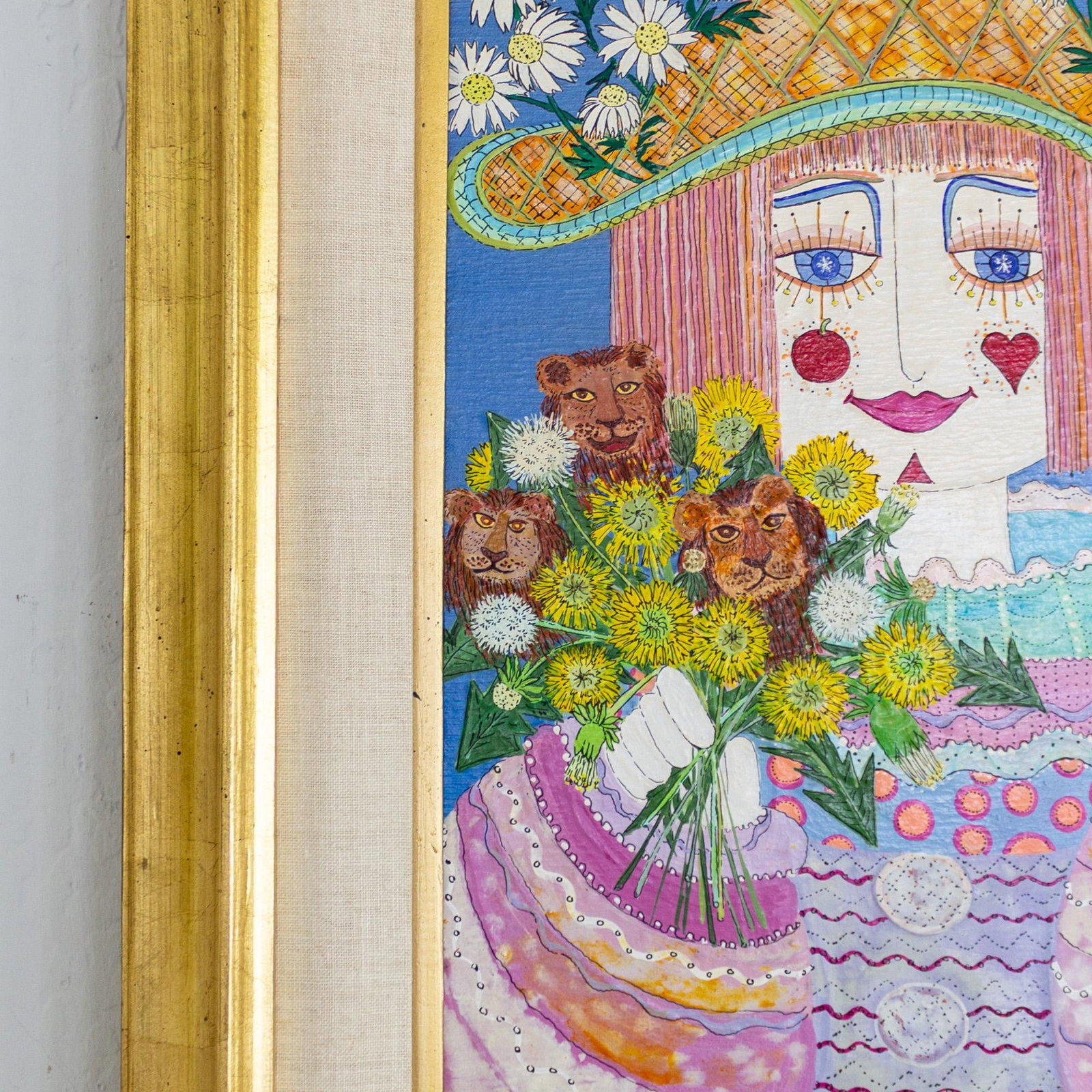 Girl With Dandilions and Dandy Lions Painting by Kara Bersani San Francisco 1977 - 3