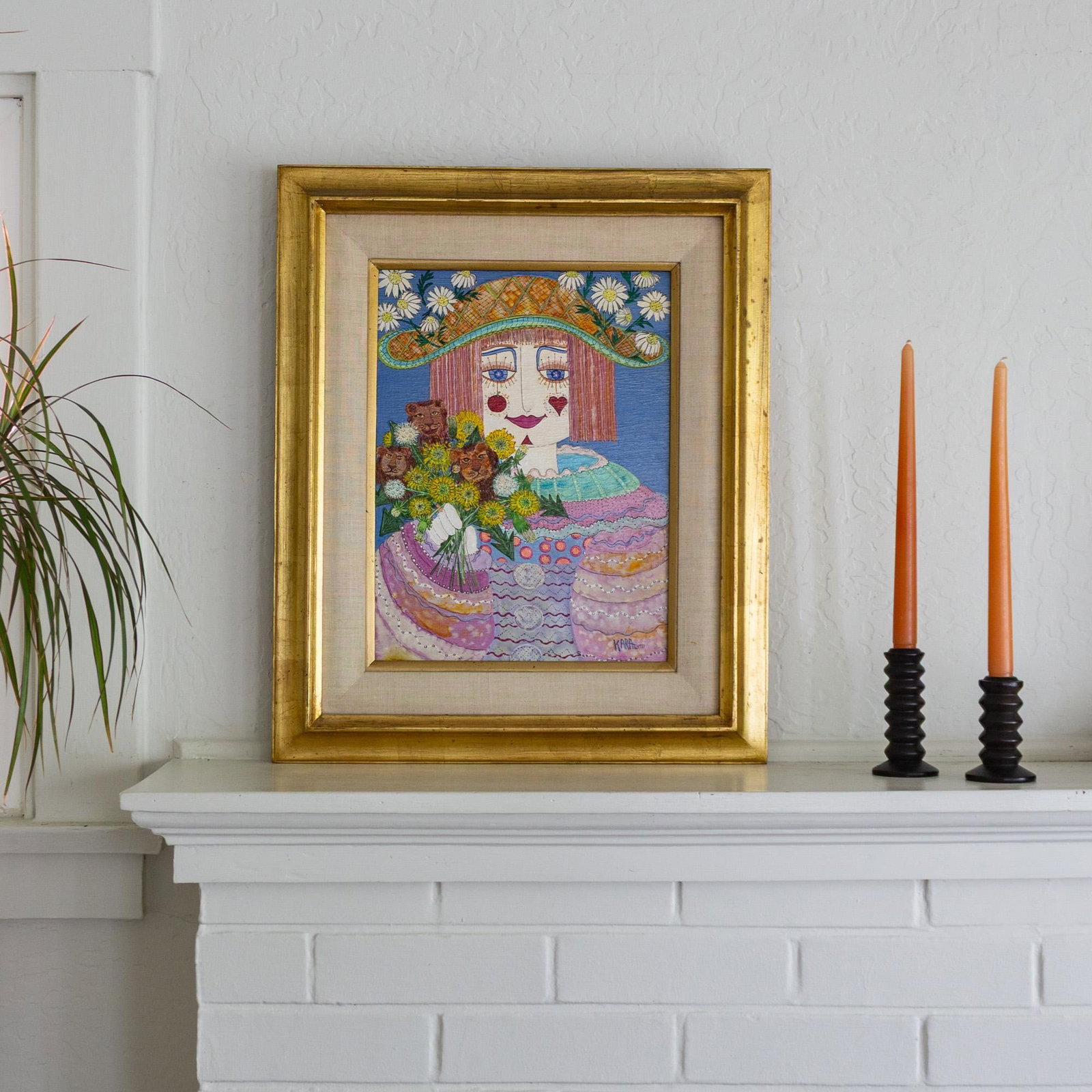 Girl With Dandilions and Dandy Lions Painting by Kara Bersani San Francisco 1977 - 4