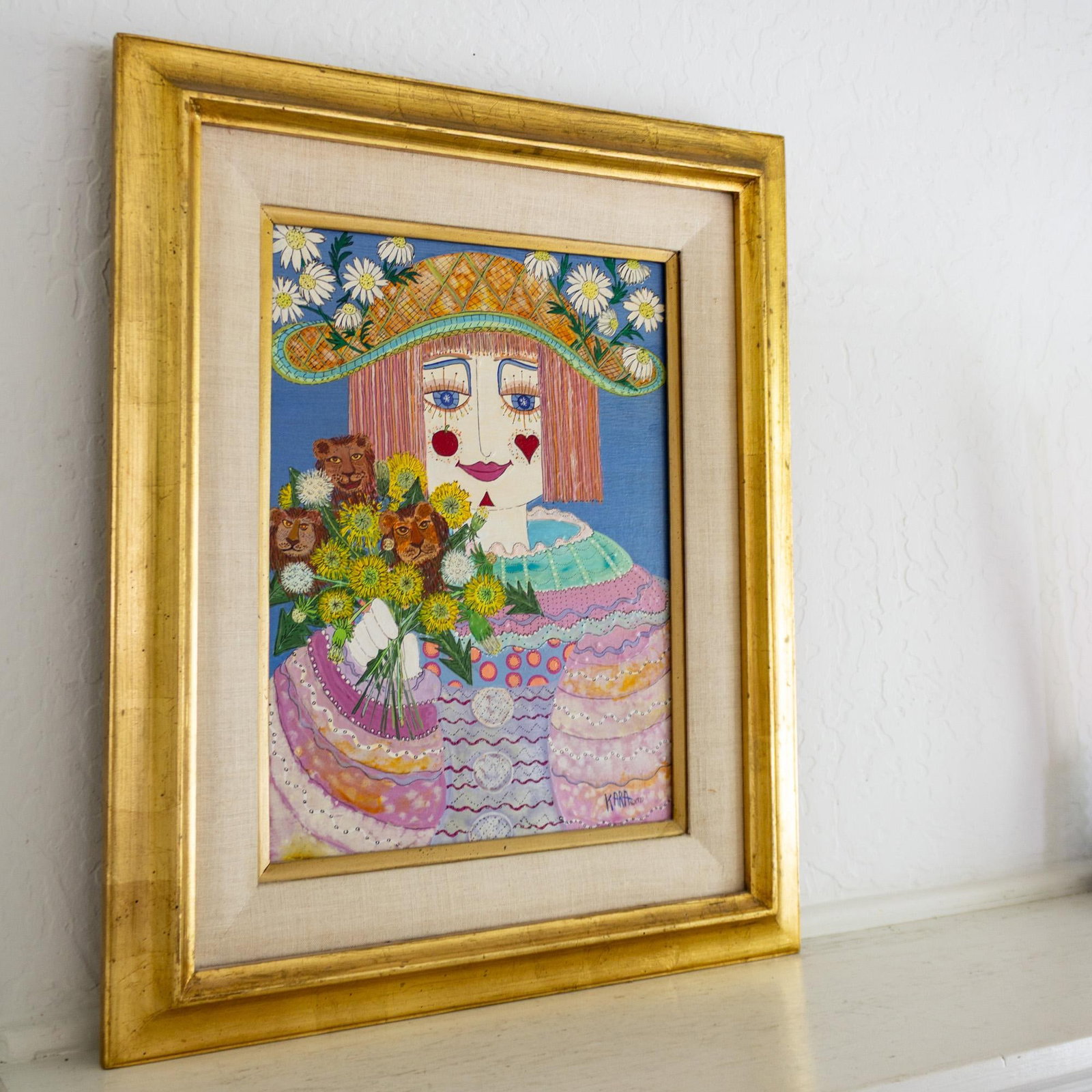 Girl With Dandilions and Dandy Lions Painting by Kara Bersani San Francisco 1977 - 5