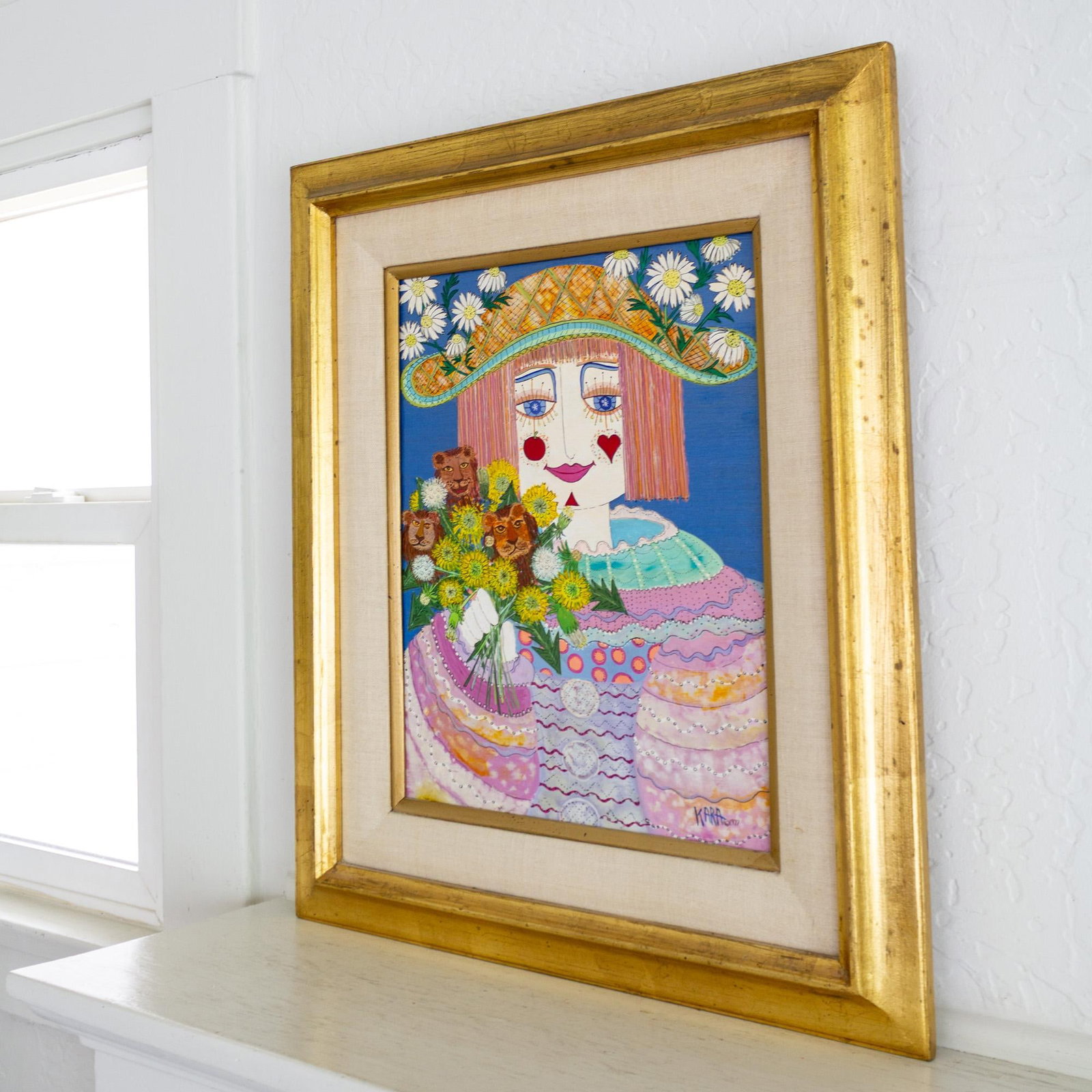 Girl With Dandilions and Dandy Lions Painting by Kara Bersani San Francisco 1977 - 6