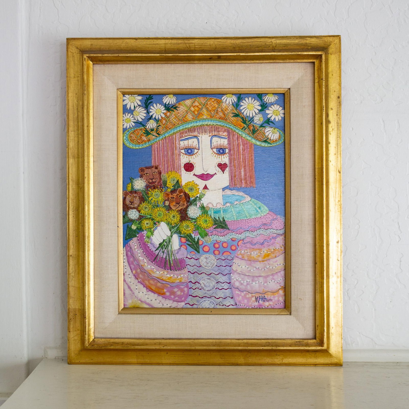 Girl With Dandilions and Dandy Lions Painting by Kara Bersani San Francisco 1977 - 9