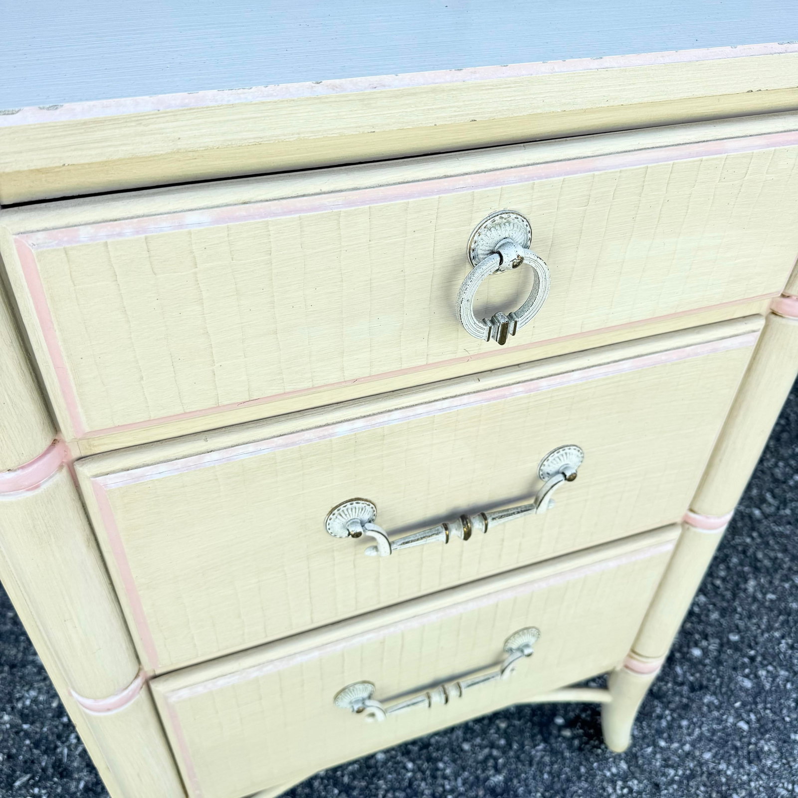 Vintage Coastal Faux Bamboo Cream and Pink Desk by Thomasville - 6