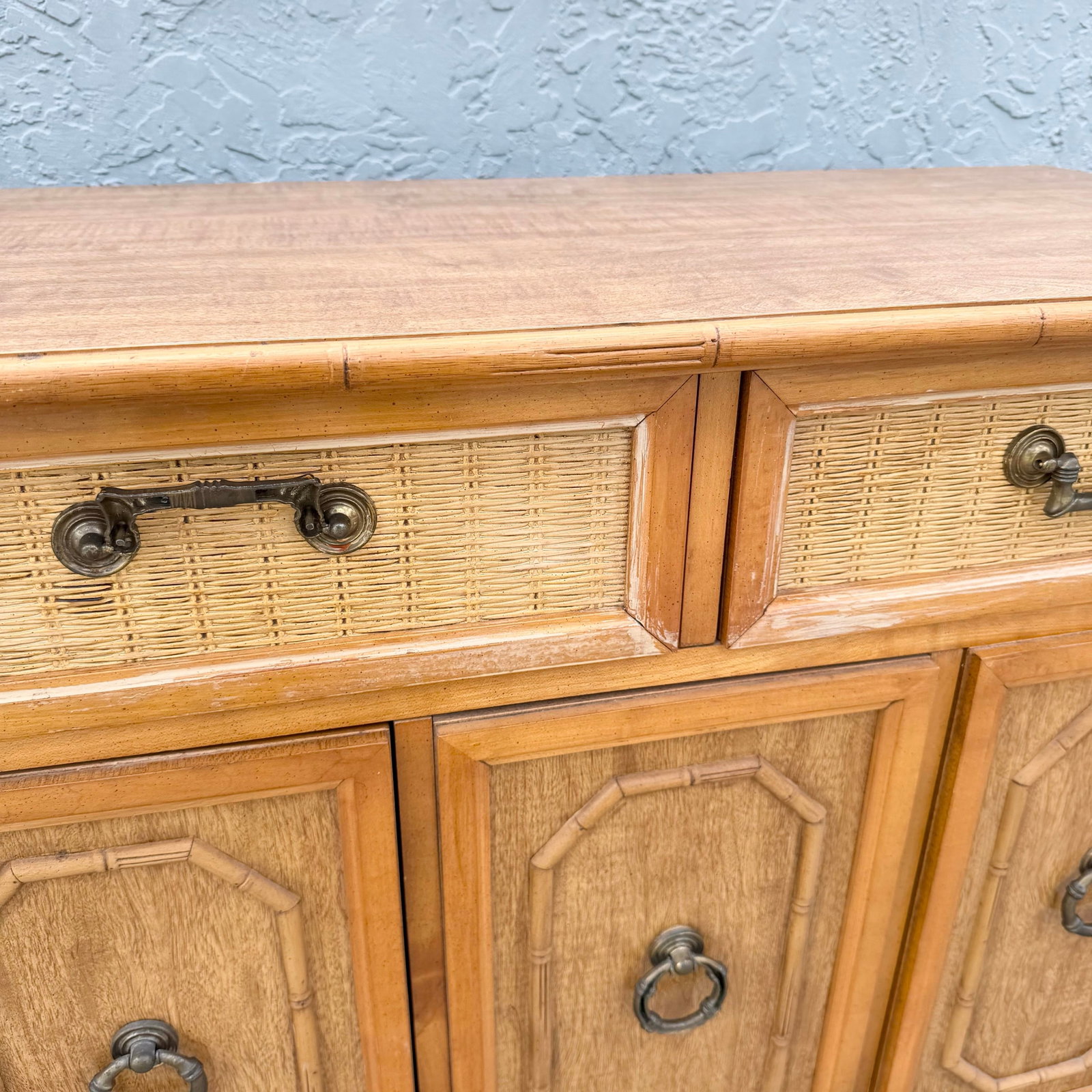 Boho Chic Faux Bamboo and Wicker Sideboard by Broyhill - 10