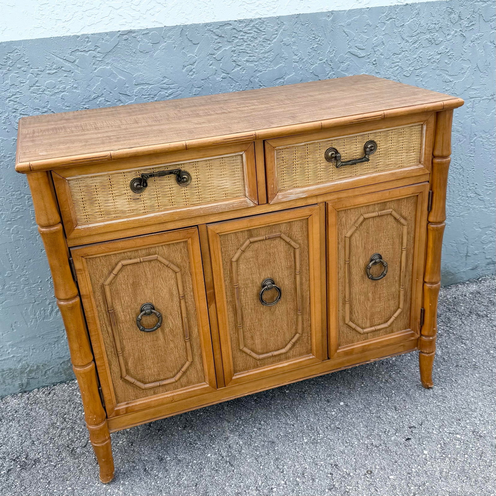 Boho Chic Faux Bamboo and Wicker Sideboard by Broyhill - 2
