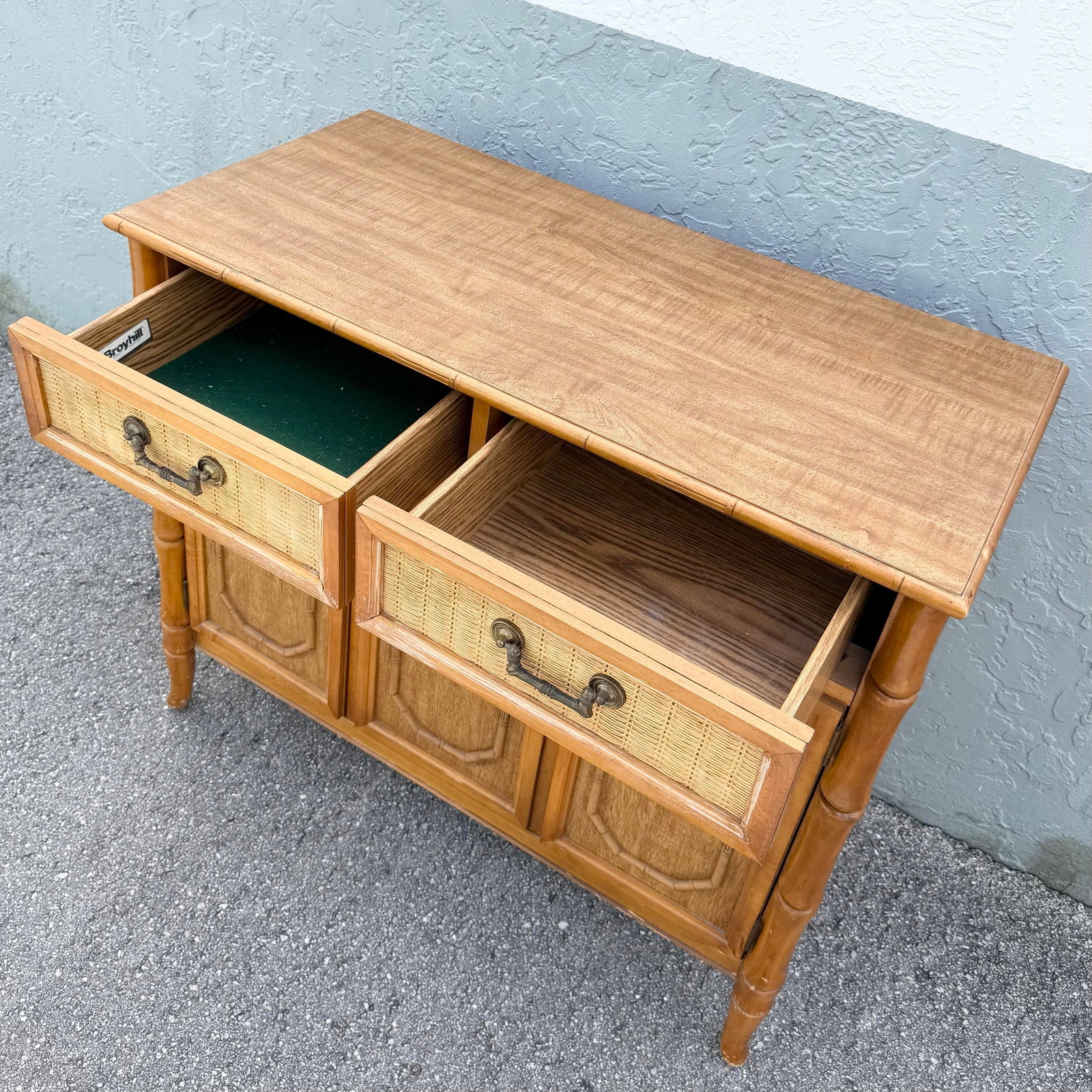 Boho Chic Faux Bamboo and Wicker Sideboard by Broyhill - 3