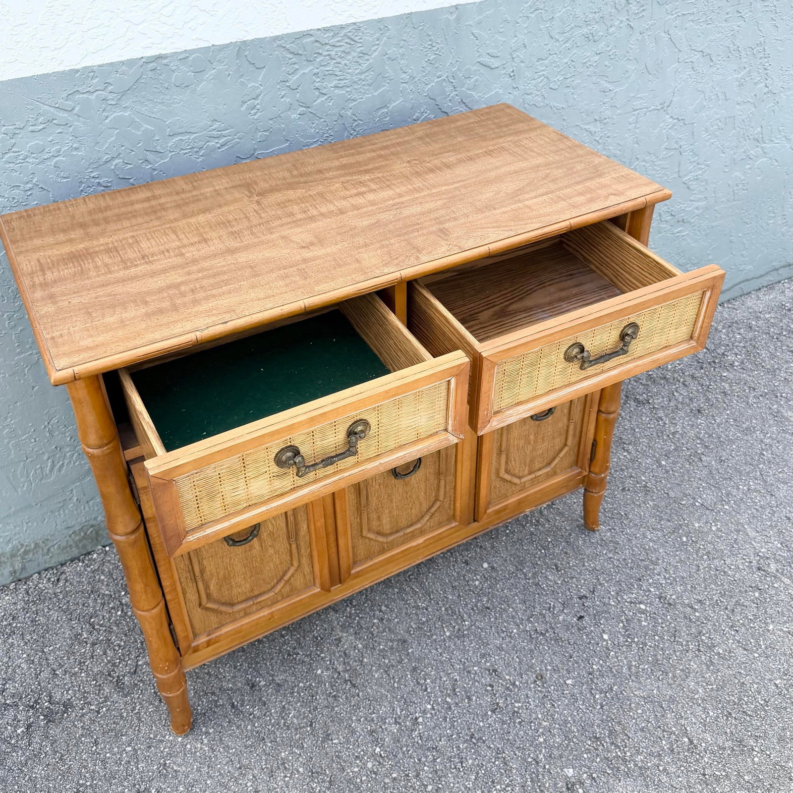 Boho Chic Faux Bamboo and Wicker Sideboard by Broyhill - 5