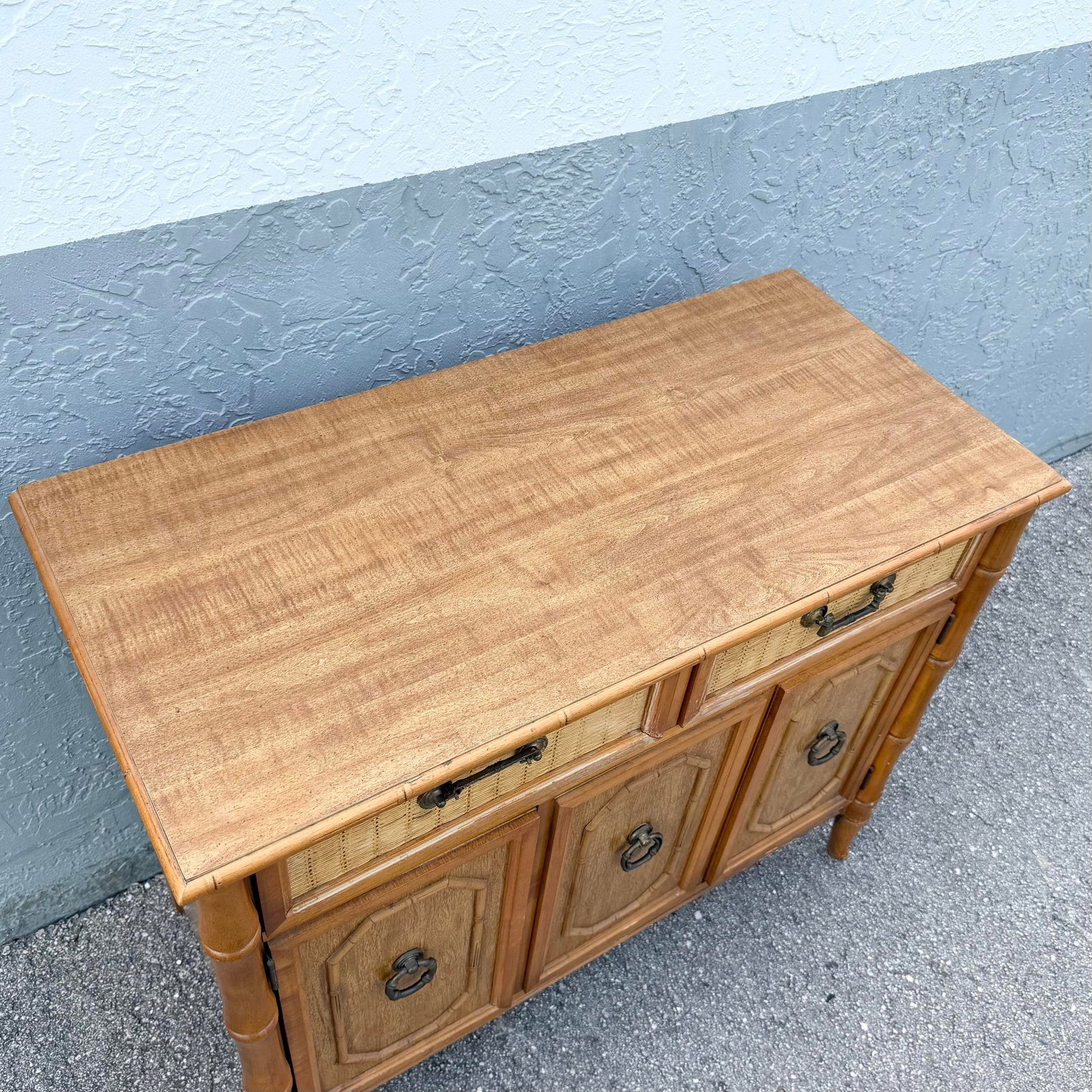 Boho Chic Faux Bamboo and Wicker Sideboard by Broyhill - 6