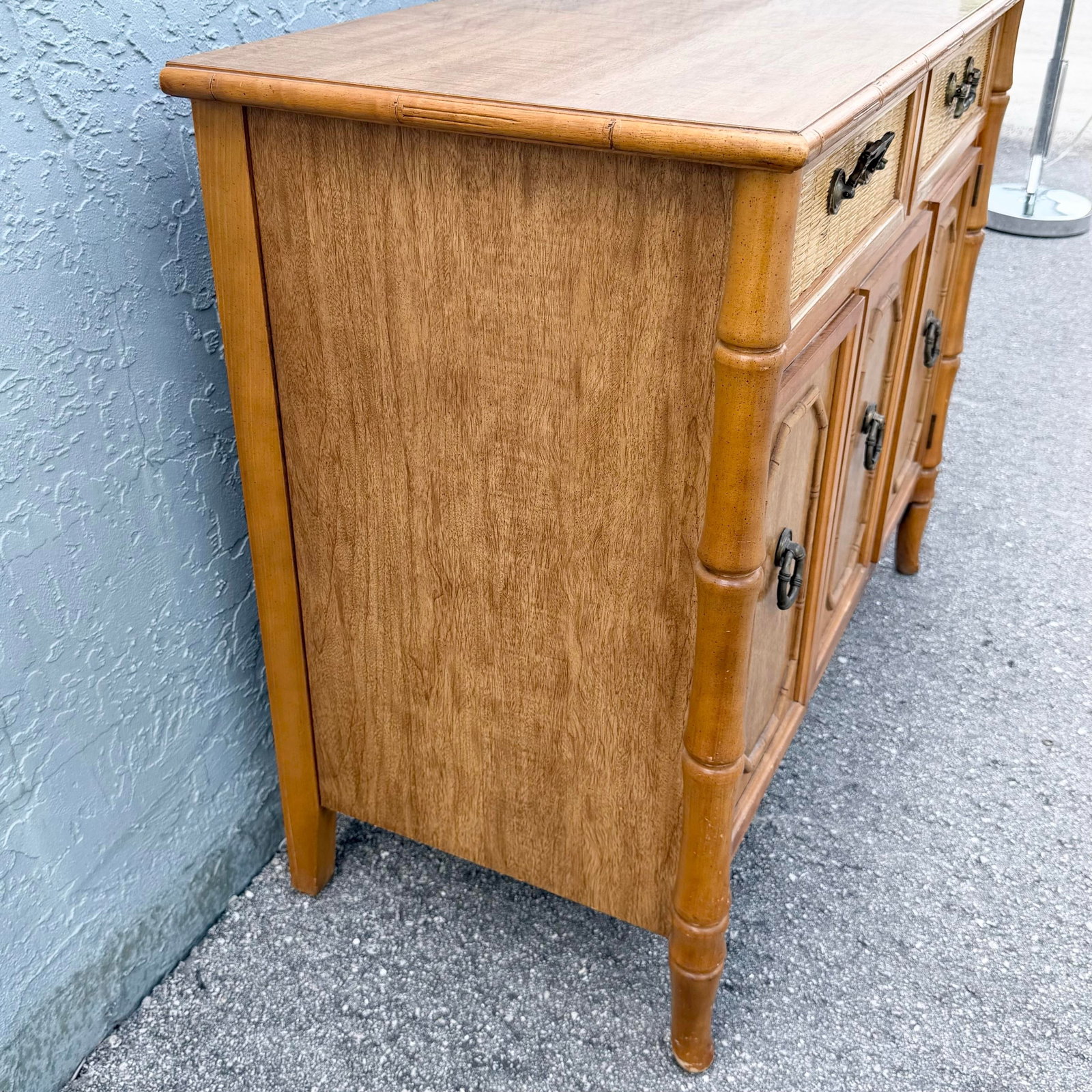 Boho Chic Faux Bamboo and Wicker Sideboard by Broyhill - 9