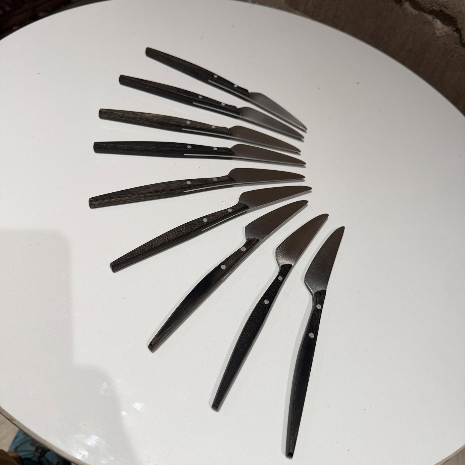 1960s Mid-Century Modern Mac De Luxe Series Steak Knives Japan Stainless Steel Wood - Set of 9 - 2