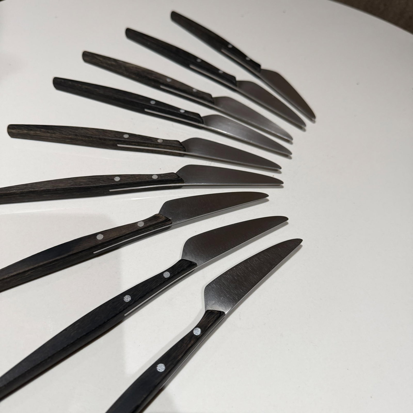 1960s Mid-Century Modern Mac De Luxe Series Steak Knives Japan Stainless Steel Wood - Set of 9 - 4