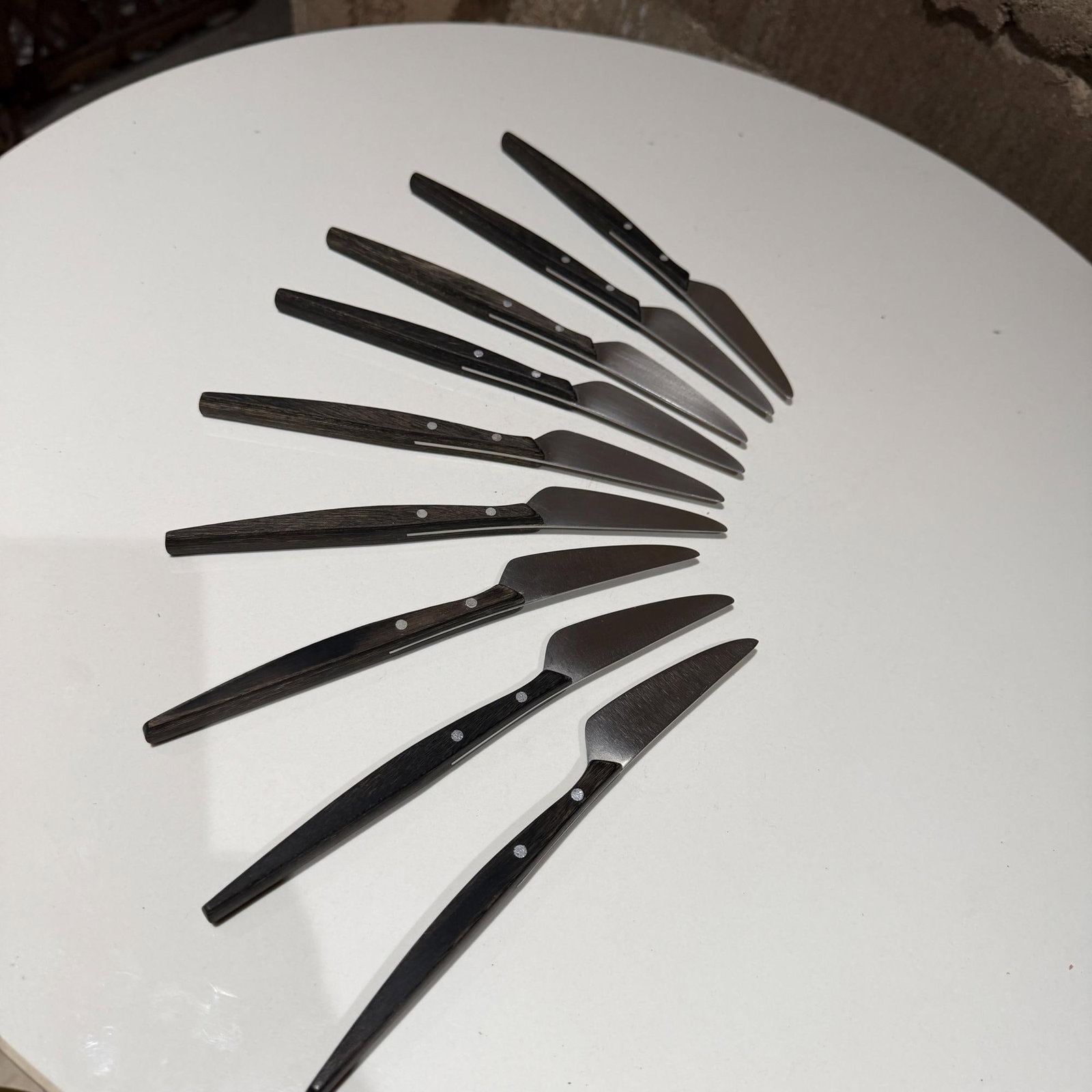 1960s Mid-Century Modern Mac De Luxe Series Steak Knives Japan Stainless Steel Wood - Set of 9 - 5
