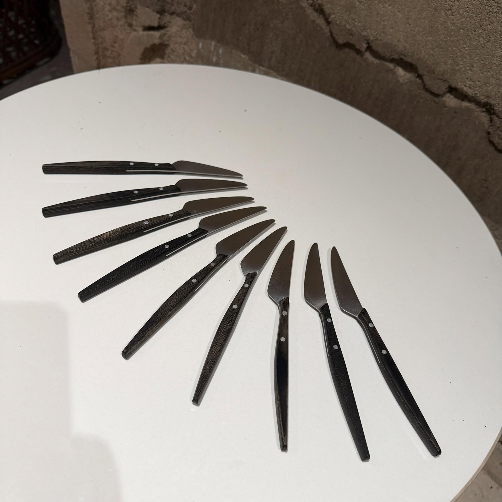 1960s Mid-Century Modern Mac De Luxe Series Steak Knives Japan Stainless Steel Wood - Set of 9 - 6