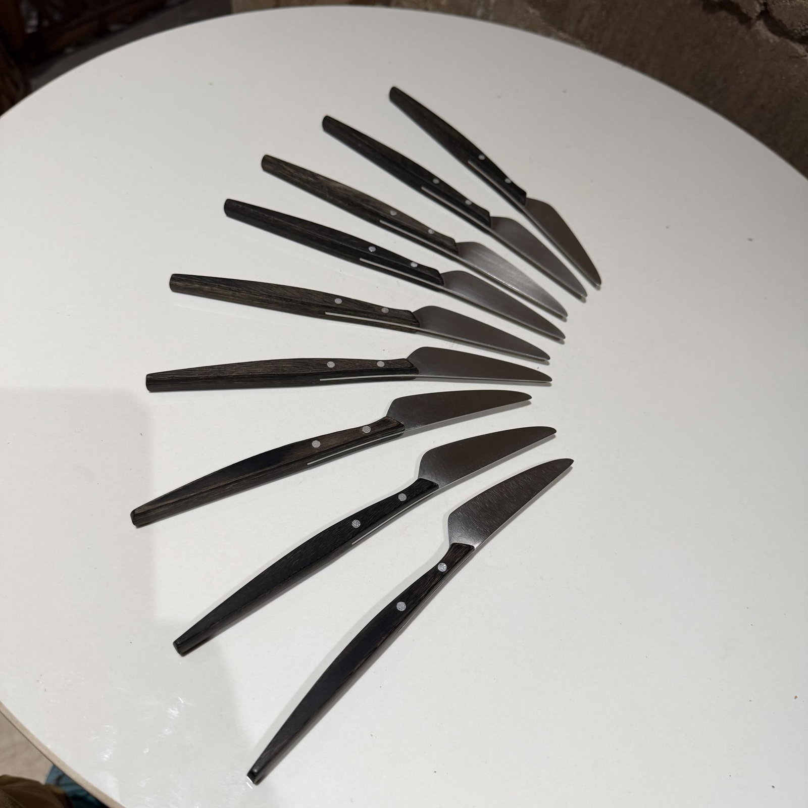 1960s Mid-Century Modern Mac De Luxe Series Steak Knives Japan Stainless Steel Wood - Set of 9 - 7