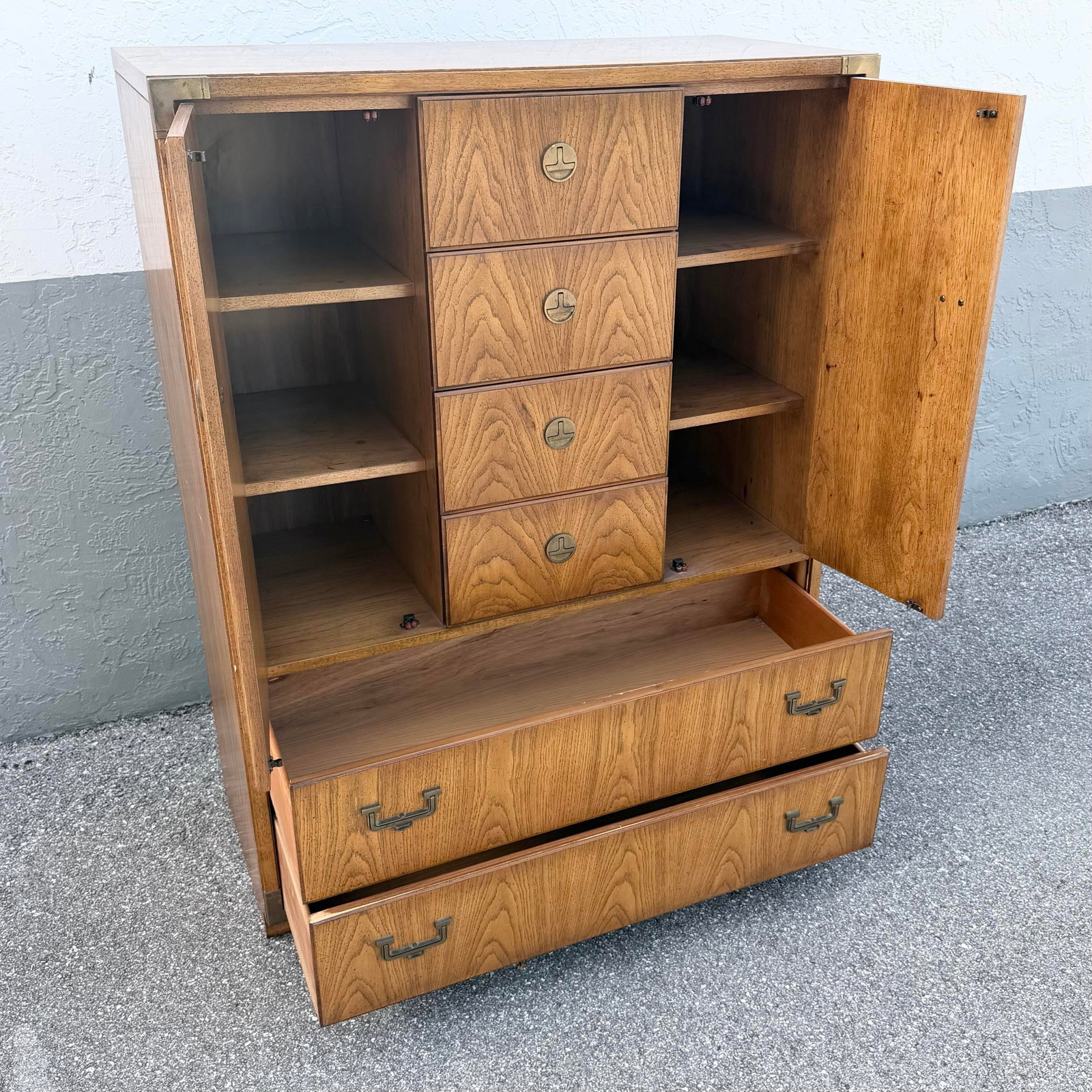 Vintage Huntley Campaign Highboy Dresser by Thomasville - 10