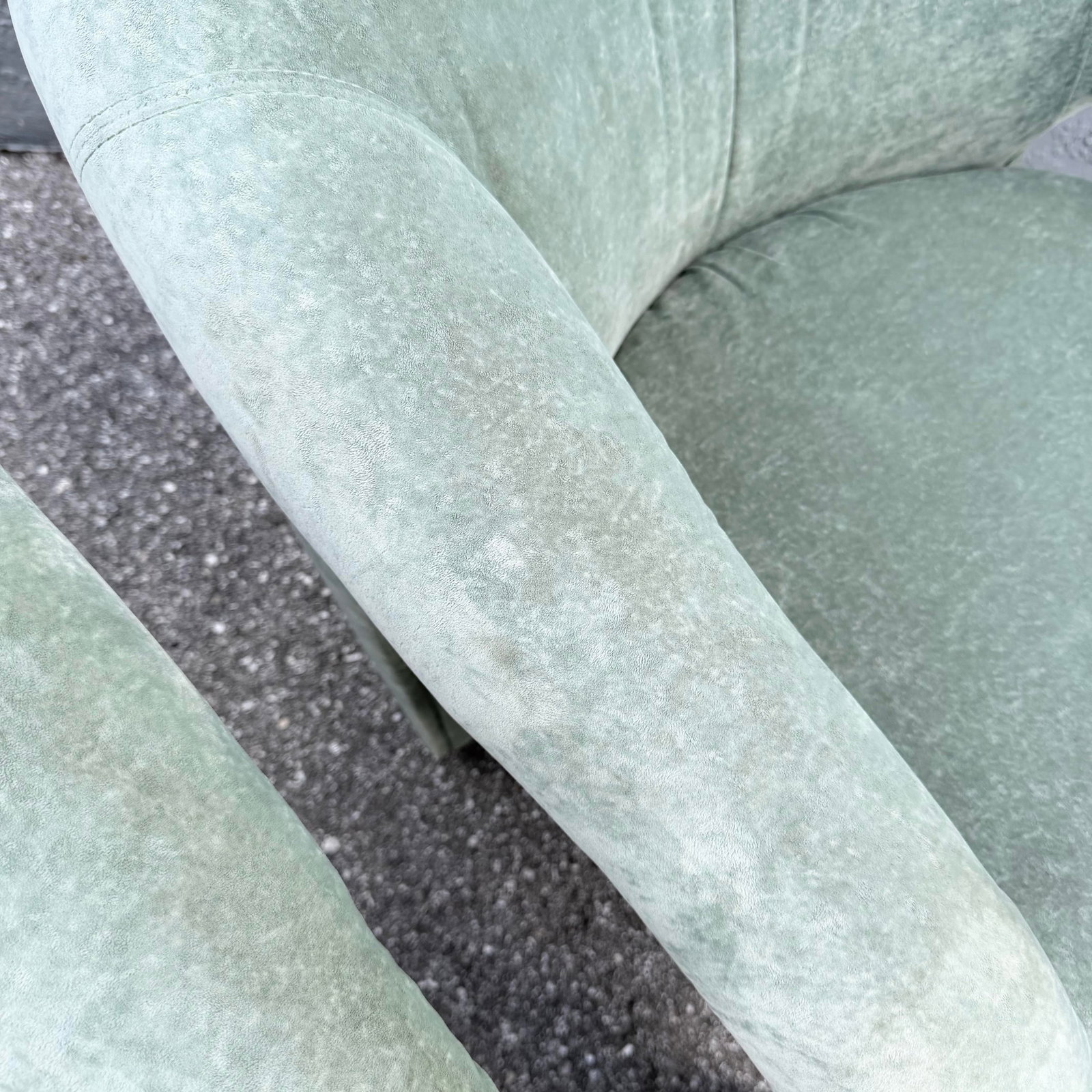 Postmodern Sculpted Sage Mint Green Velvet Lounge Chairs - A Pair - 11