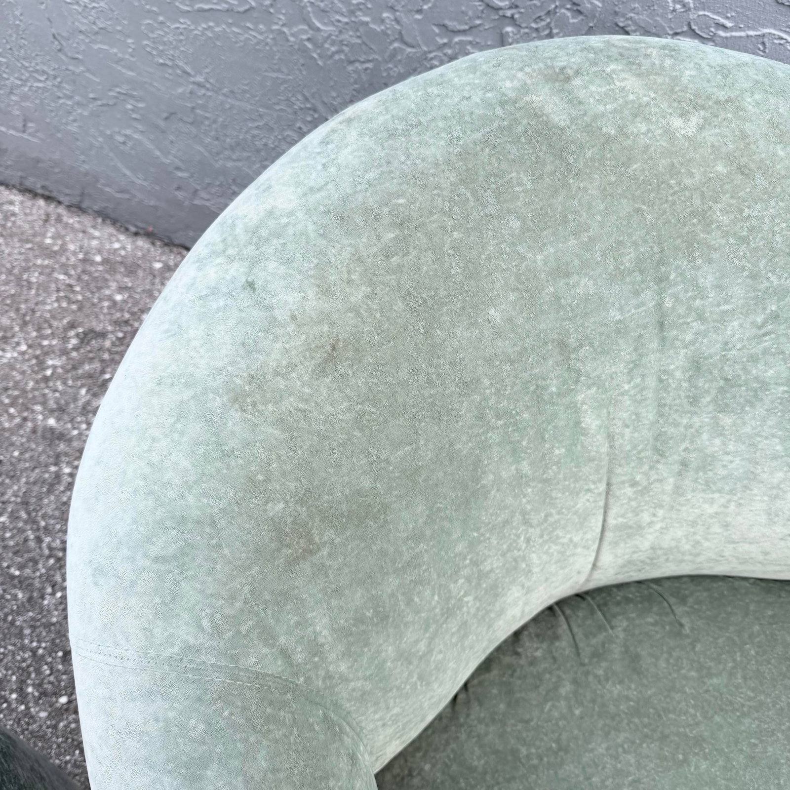 Postmodern Sculpted Sage Mint Green Velvet Lounge Chairs - A Pair - 7