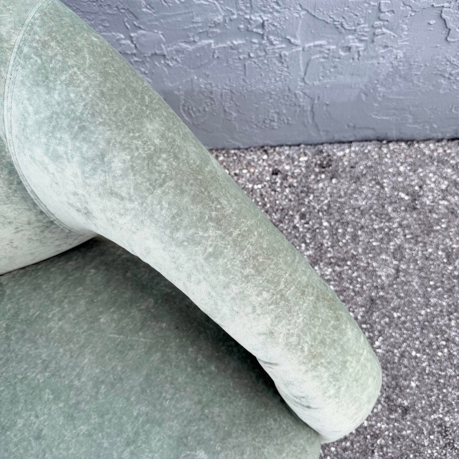 Postmodern Sculpted Sage Mint Green Velvet Lounge Chairs - A Pair - 8