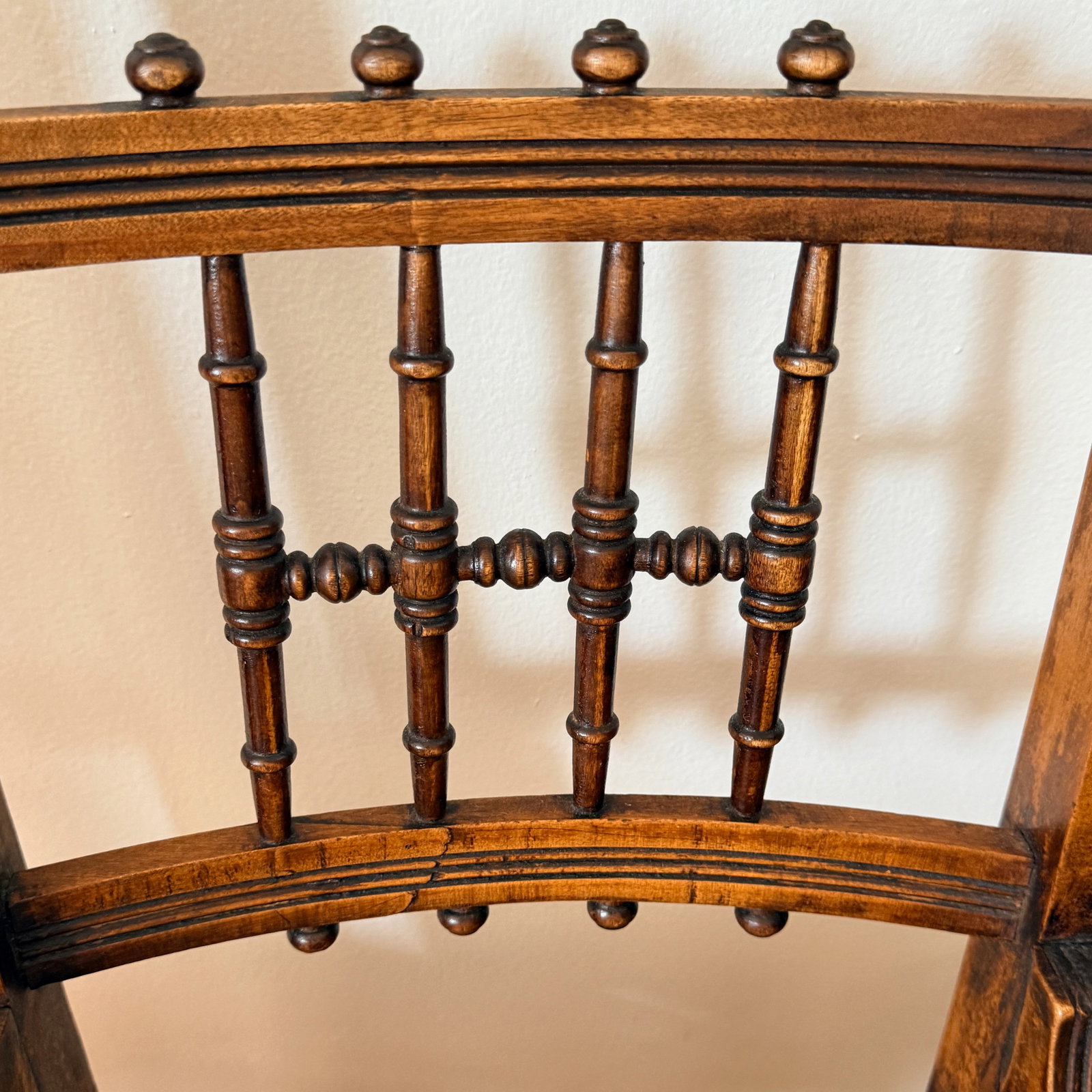 Pair Pressed Back Chairs With Leather Seats - 5