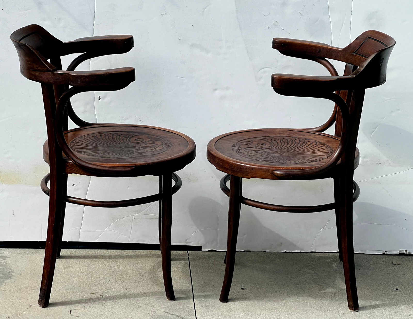 Pair of Antique Thonet-Style Bentwood Armchairs - 9
