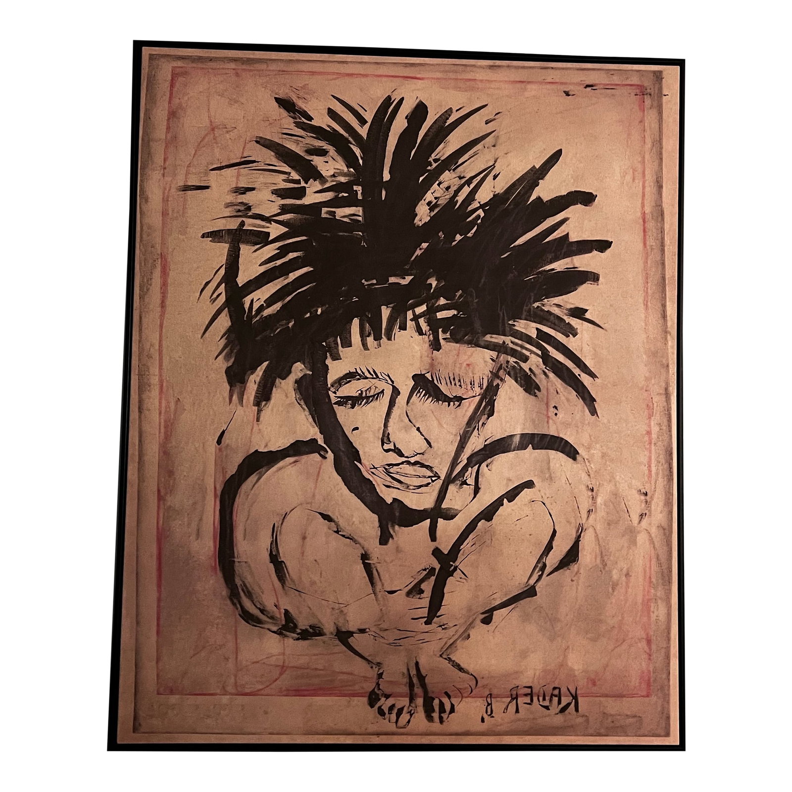 Resting by Abdoul Kader Boly, Framed: Up for consideration is a beautiful vintage painting titled resting by Abdoul Kader Boly. This would look lovely in your home, and it is the perfect vintage accent for your space! This is also great