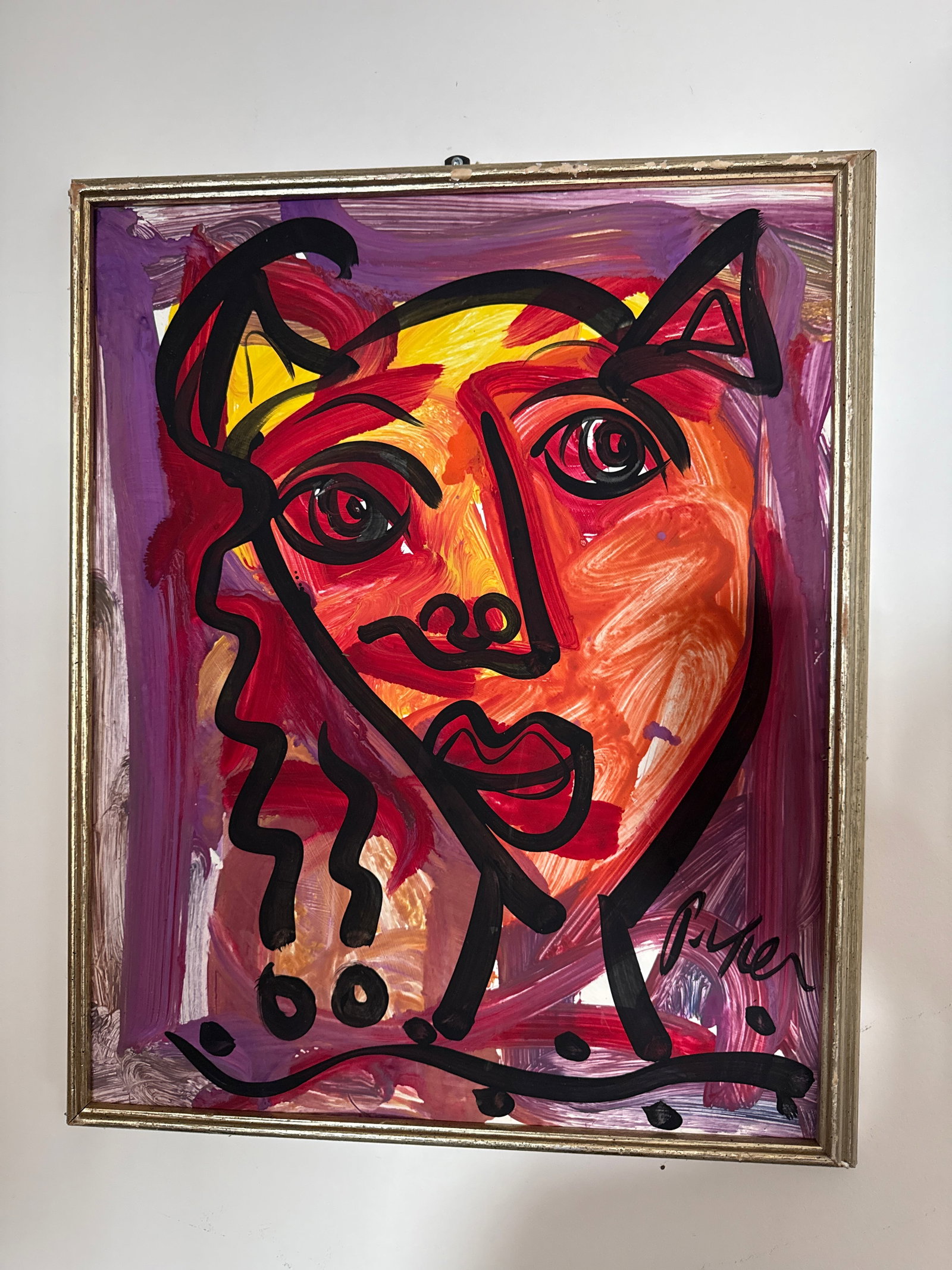 1970s Original Peter Keil Abstract Portrait Painting - 3