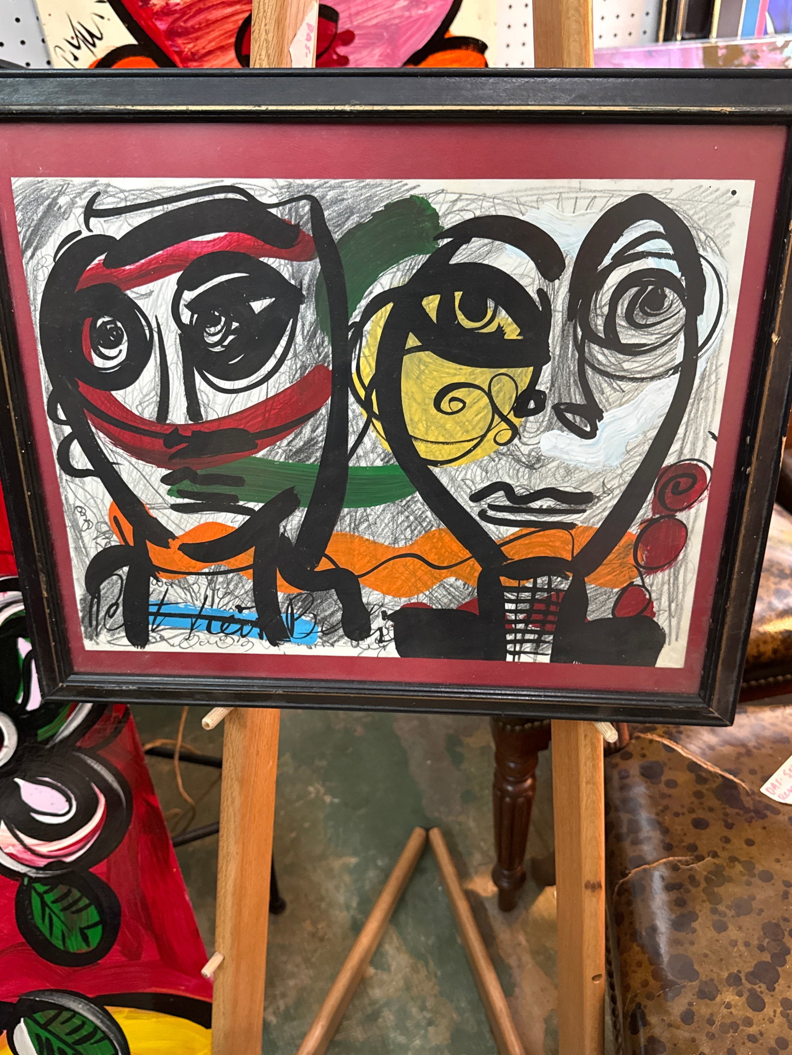 1970s Peter Keil Unique Abstract Colorful Portrait Painting - 2