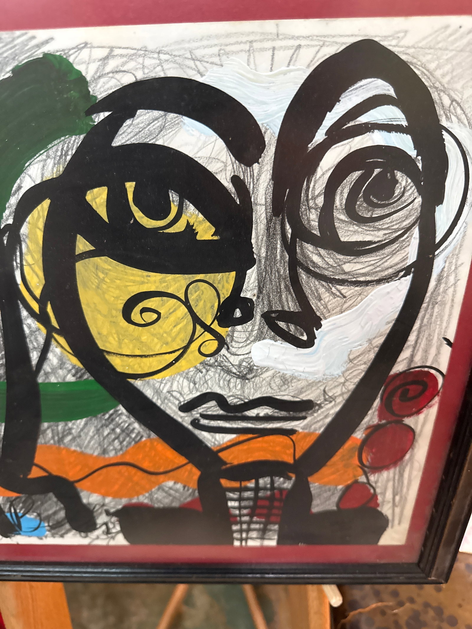 1970s Peter Keil Unique Abstract Colorful Portrait Painting - 4