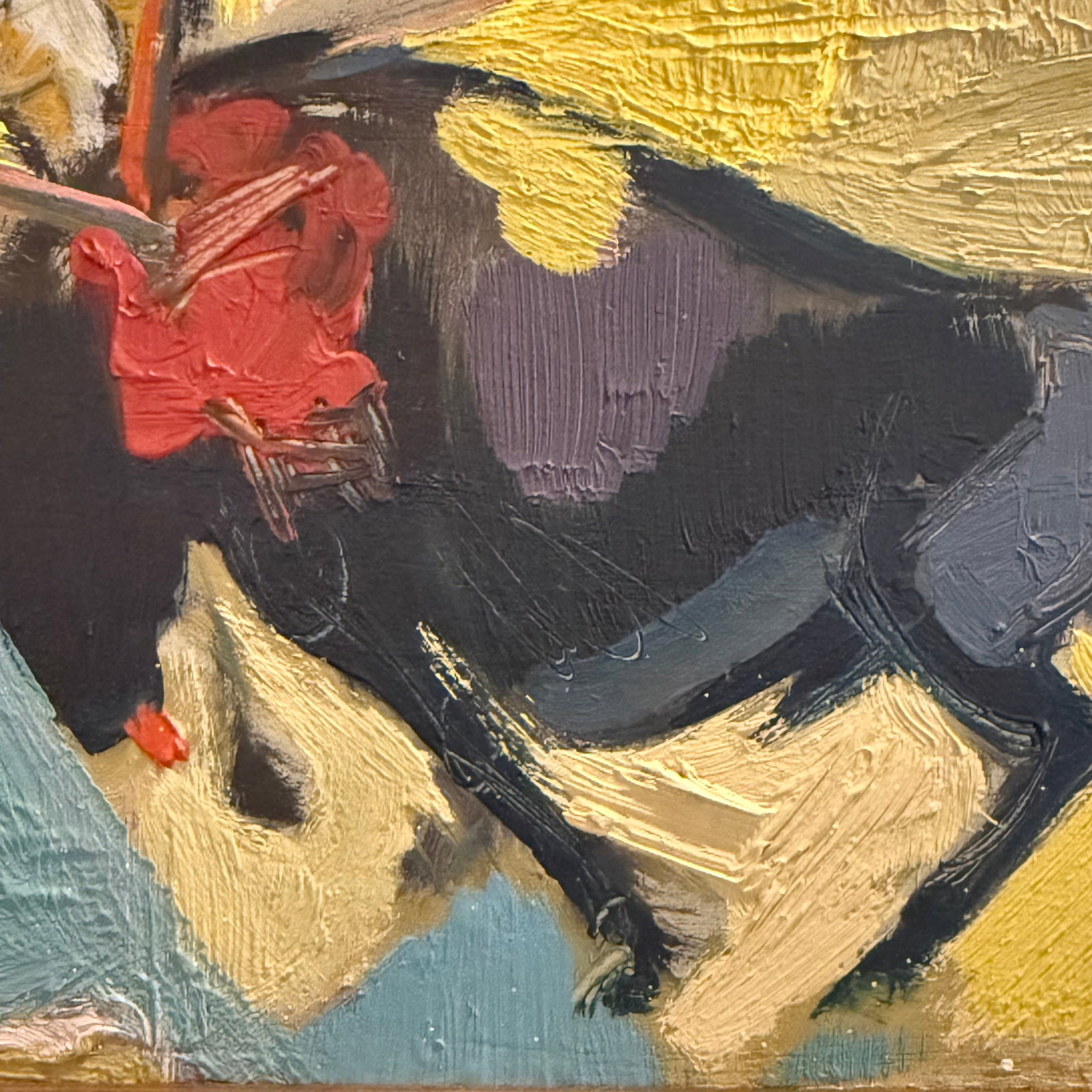 Petite Mid Century Abstract Bull Fighting Painting - 5