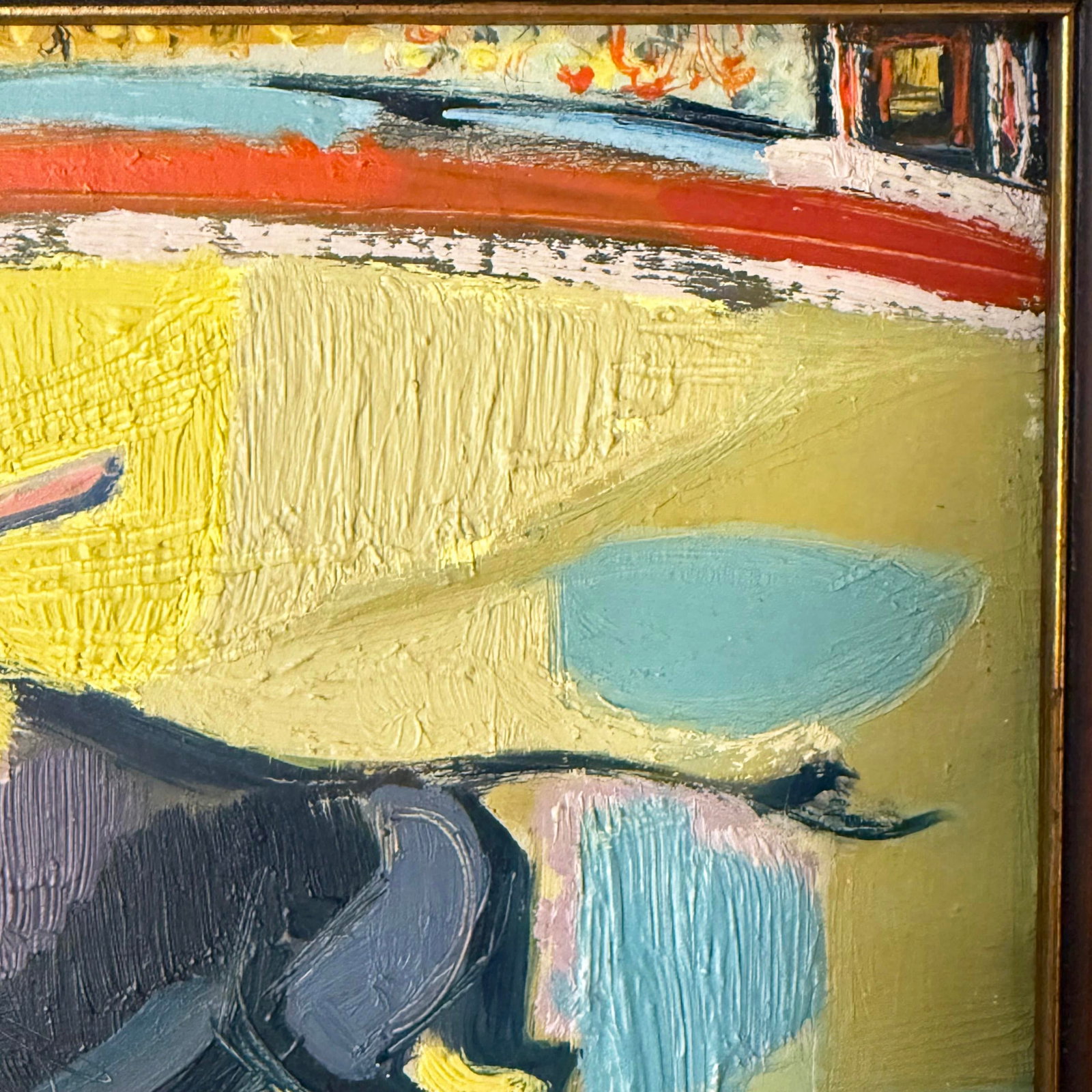 Petite Mid Century Abstract Bull Fighting Painting - 8