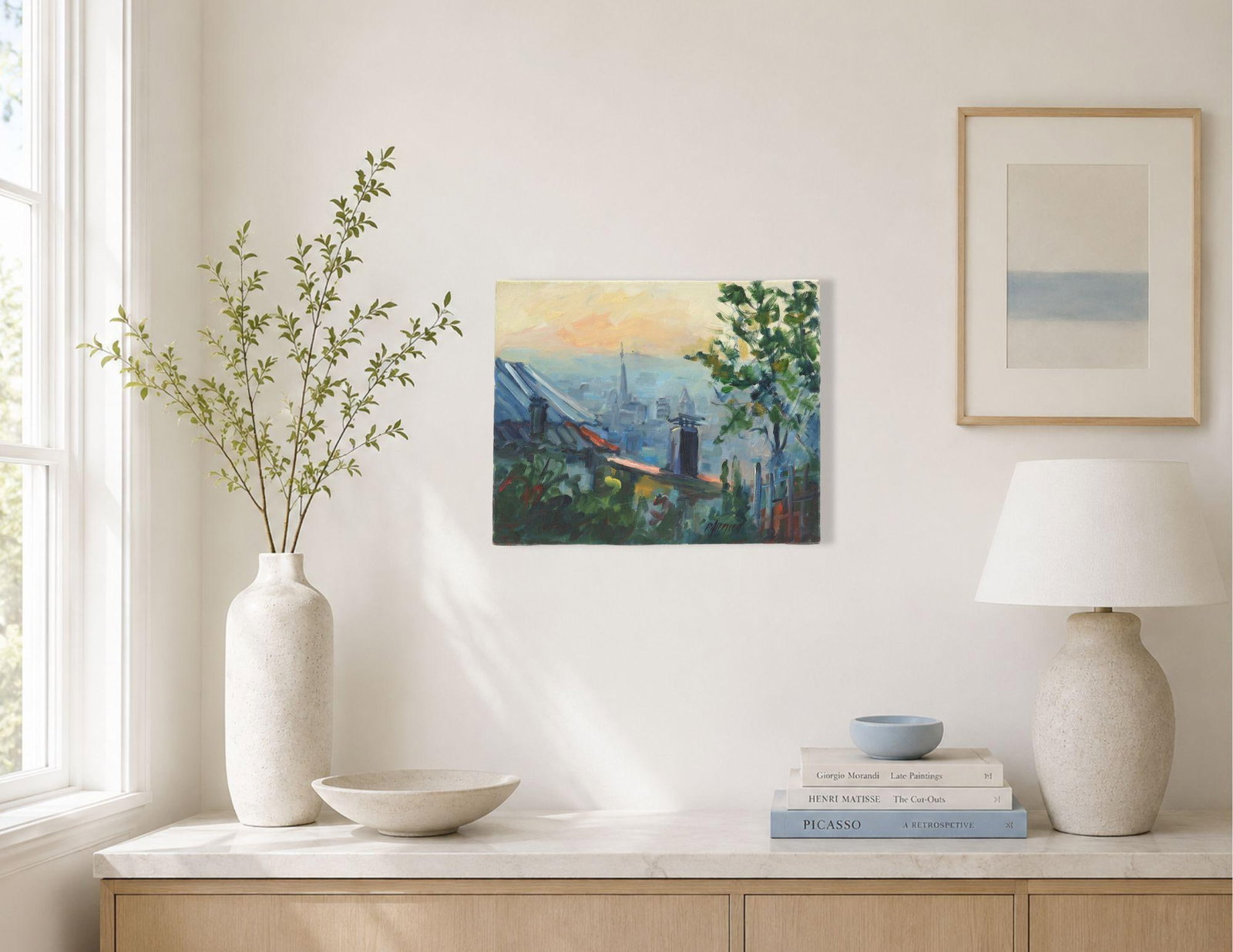 Liliane Paumier French Village Skyline Oil Painting - 2