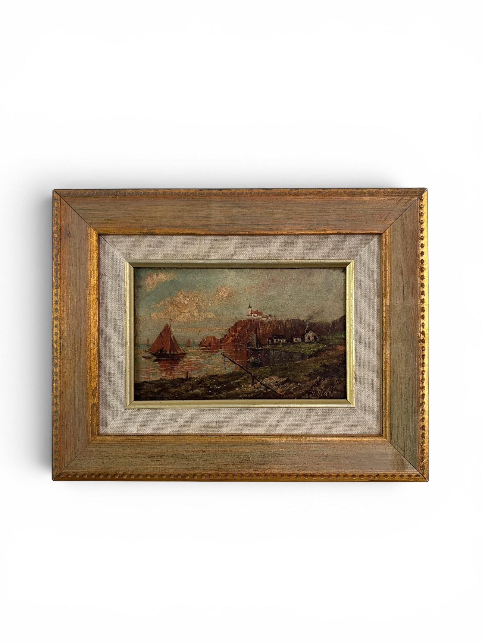Antique 20th Century European Coastal Seascape Oil Painting - Framed - 3