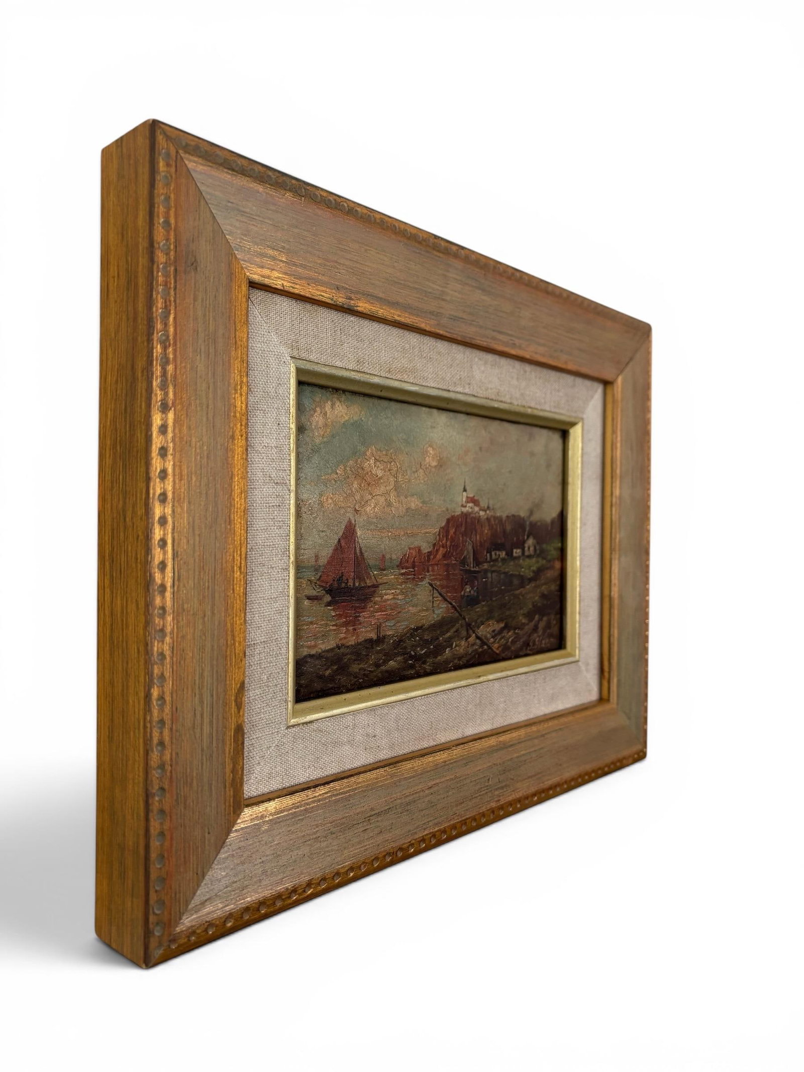 Antique 20th Century European Coastal Seascape Oil Painting - Framed - 4