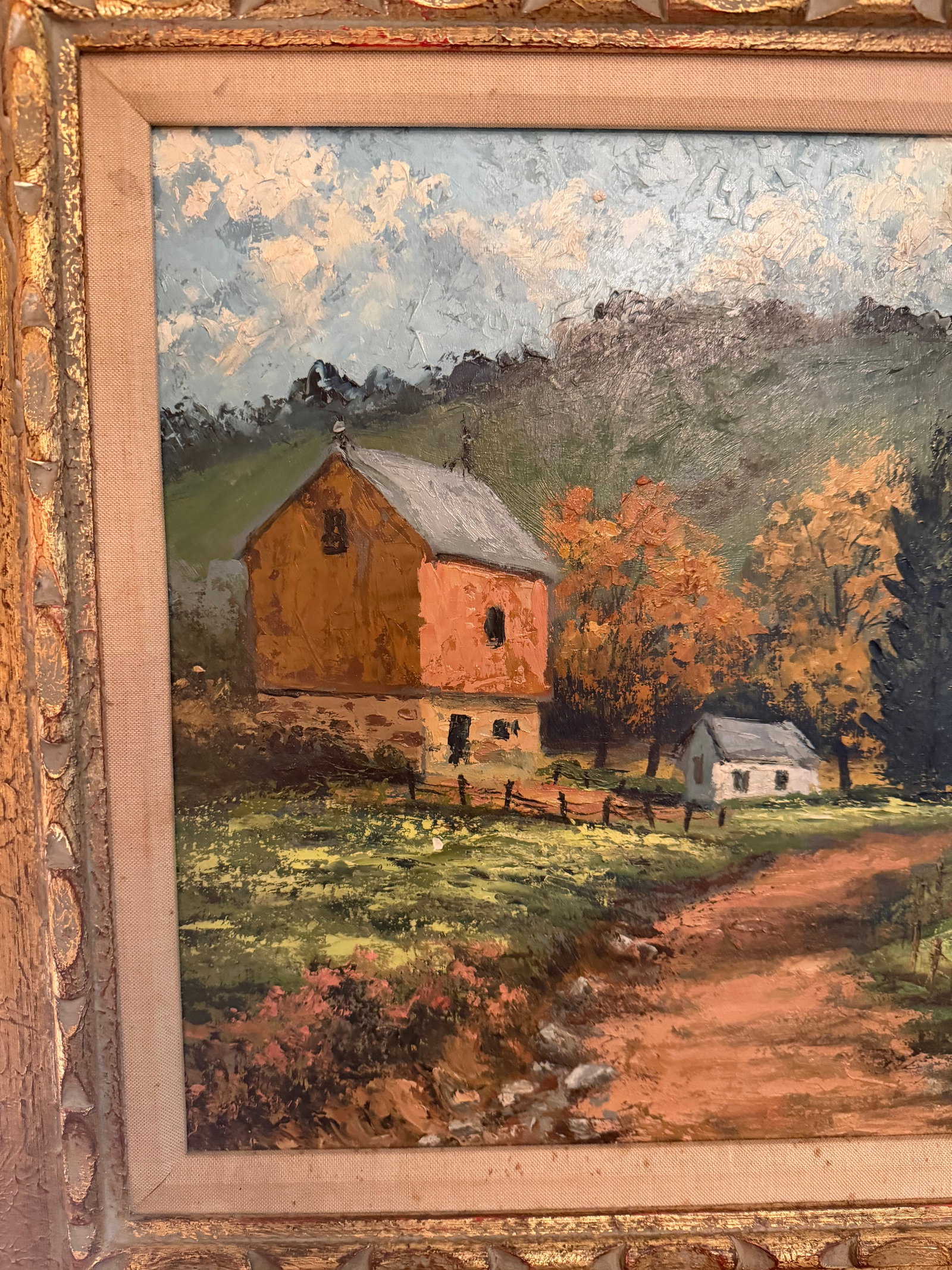 Vintage D. Snyder Dual-Signed Impasto Landscape Painting in Ornate Gallery Frame - 2