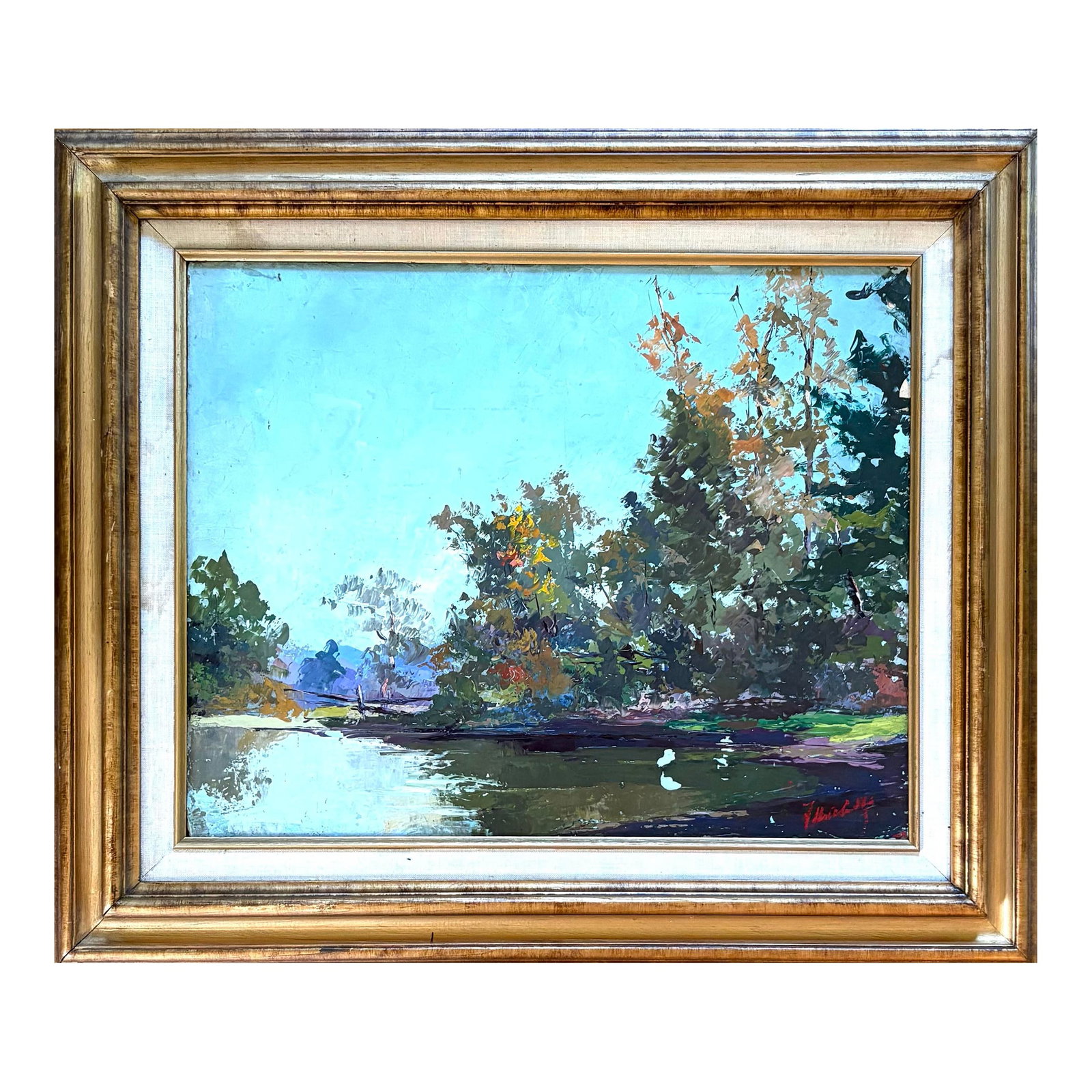 Vintage Landscape Oil Painting on Board: Vintage Landscape Oil Painting on Board. In vintage wood frame. Condition: Alterations: Original Condition Unaltered Imperfections: Some Imperfections Condition Notes: Good condition see images small