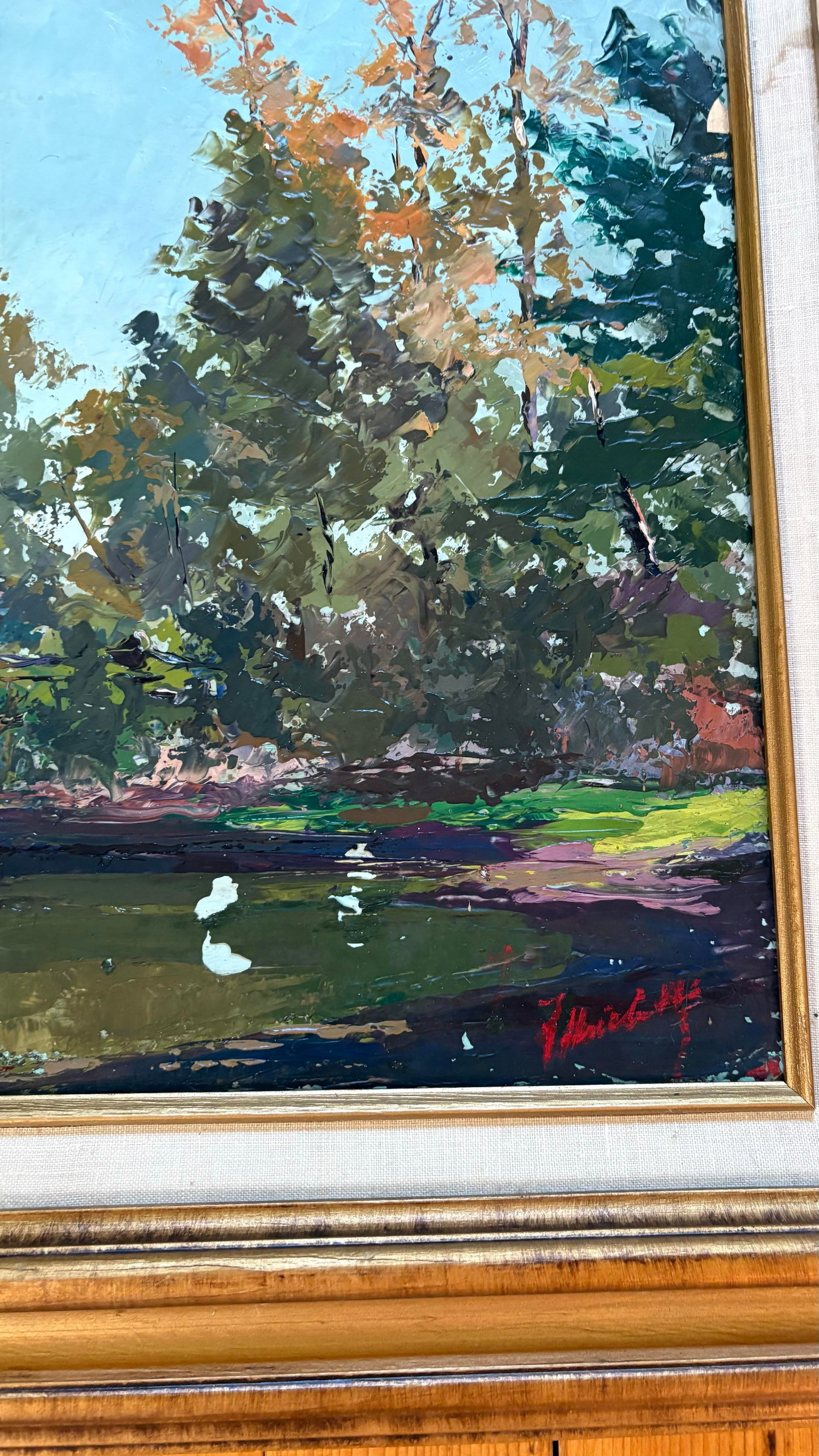 Vintage Landscape Oil Painting on Board - 2