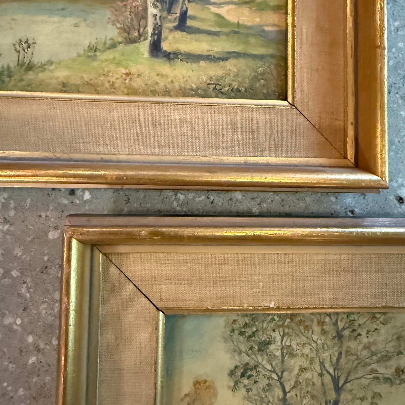 Pair of Petite Mid-Century Birch Trees & River Landscape Paintings - 9