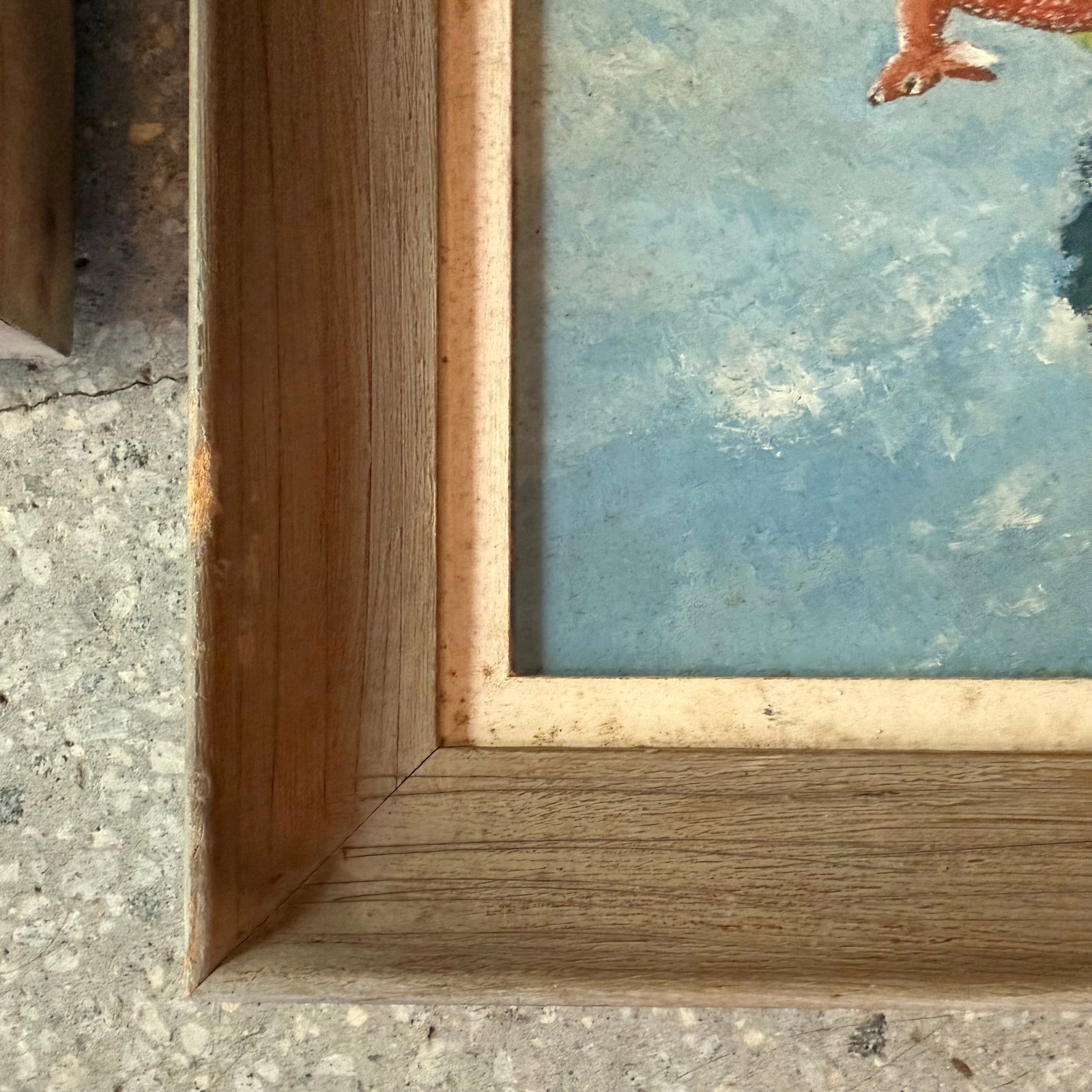 Late 20th Century Pair of Petite Framed Folk Art Landscape Deer Paintings - 7